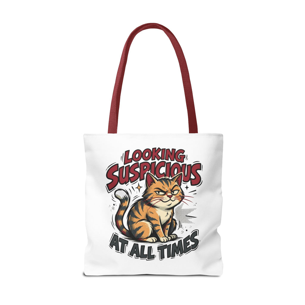 Looking Suspicious Cat Tote Bag - Funny Cat Lover Canvas Shopper