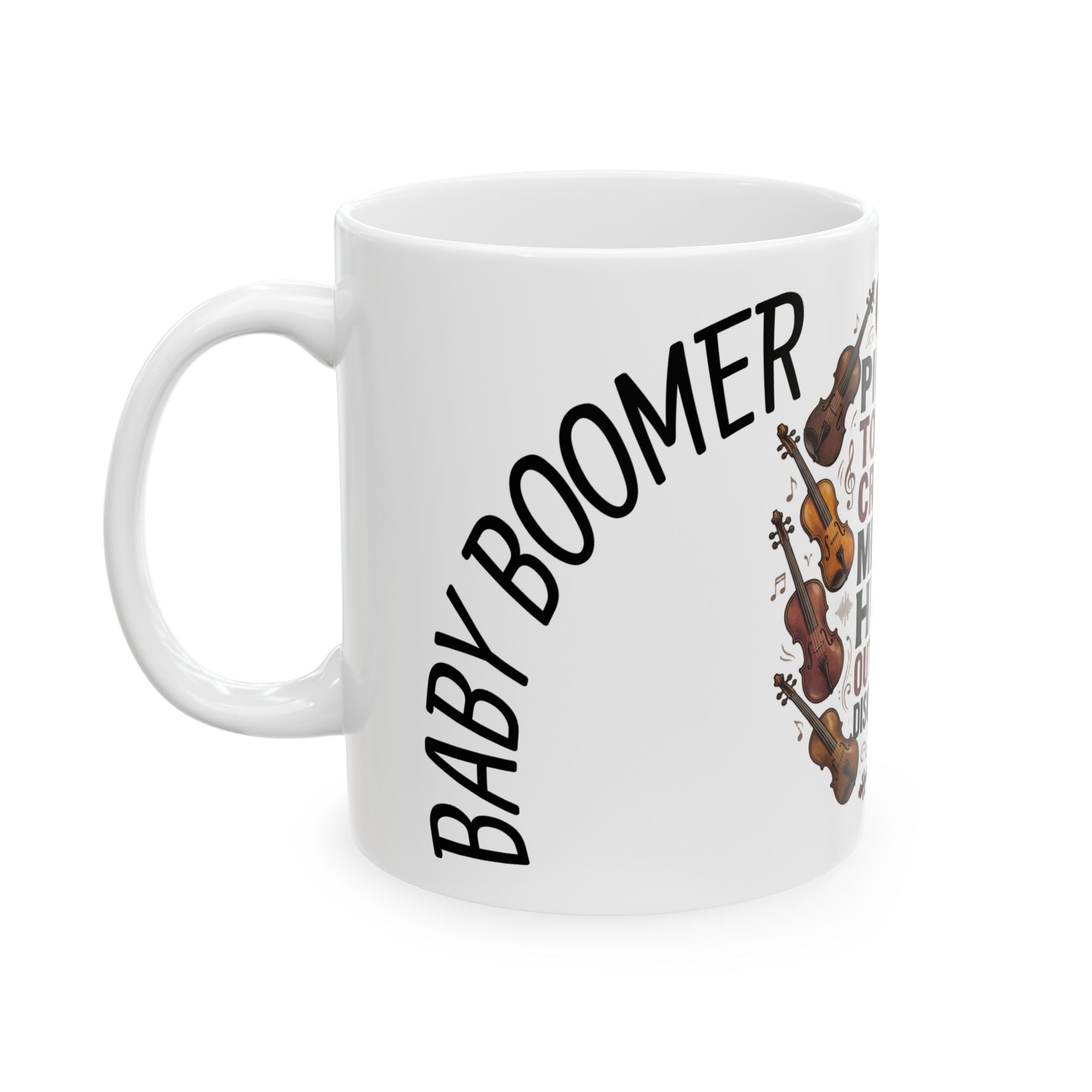 Funny Violinist Mug — 'Piqued, Touchy, Cranky, Miffed, Hurt' Musician Coffee Cup