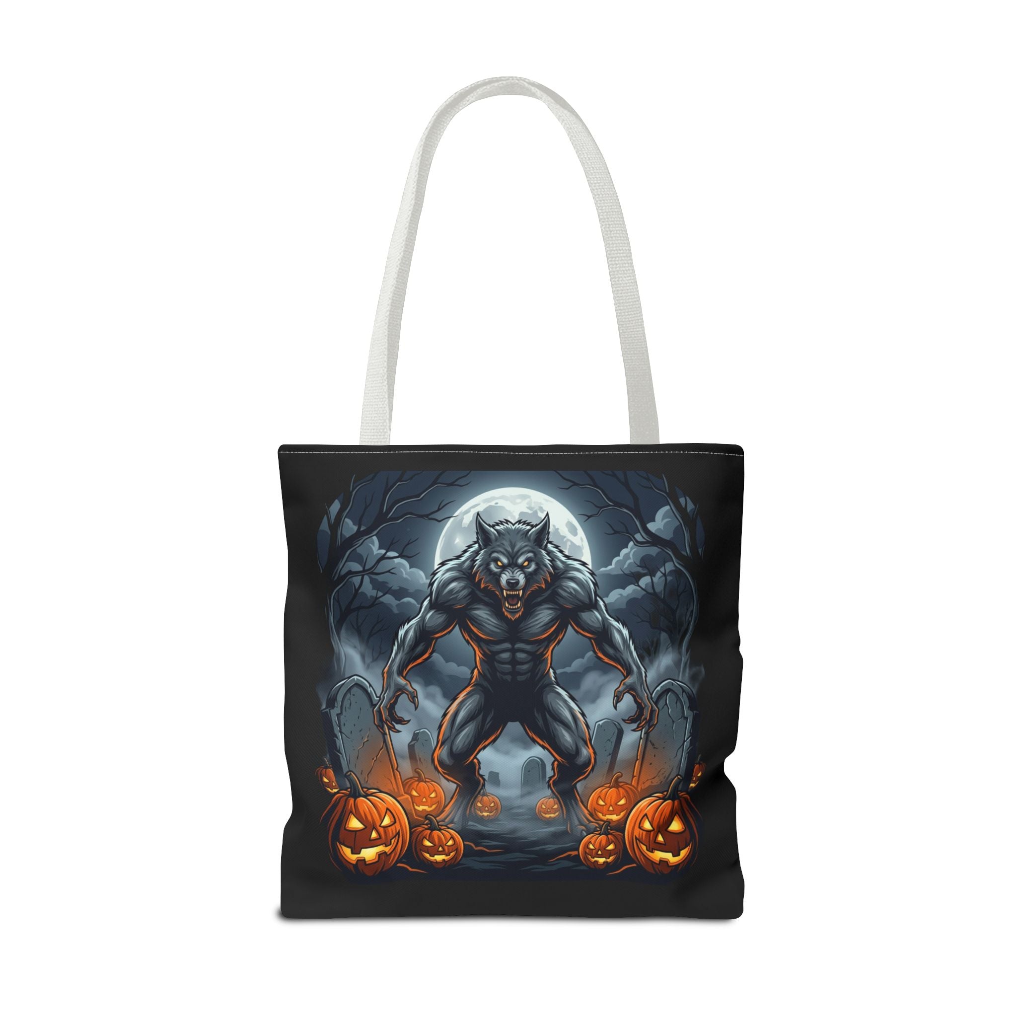 Werewolf Halloween Tote Bag — Full Moon Pumpkin Horror AOP Tote