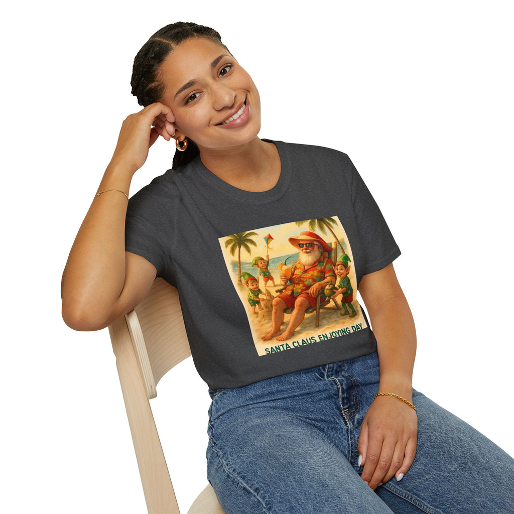 Santa Claus Enjoying Day T-Shirt – Retro Beach Holiday Tee