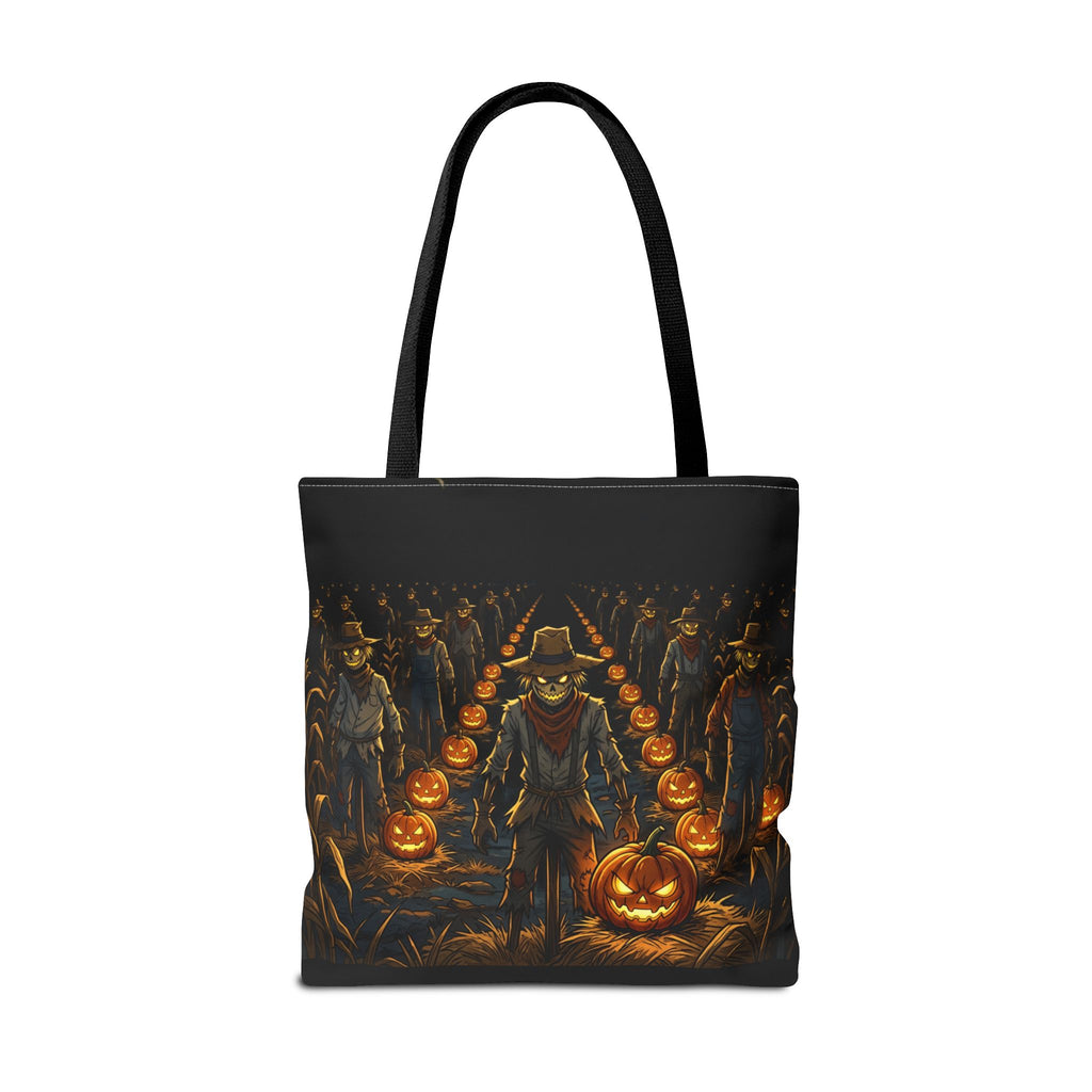 Halloween Scarecrow Parade Tote Bag – Spooky Pumpkin Field All-Over Print Tote