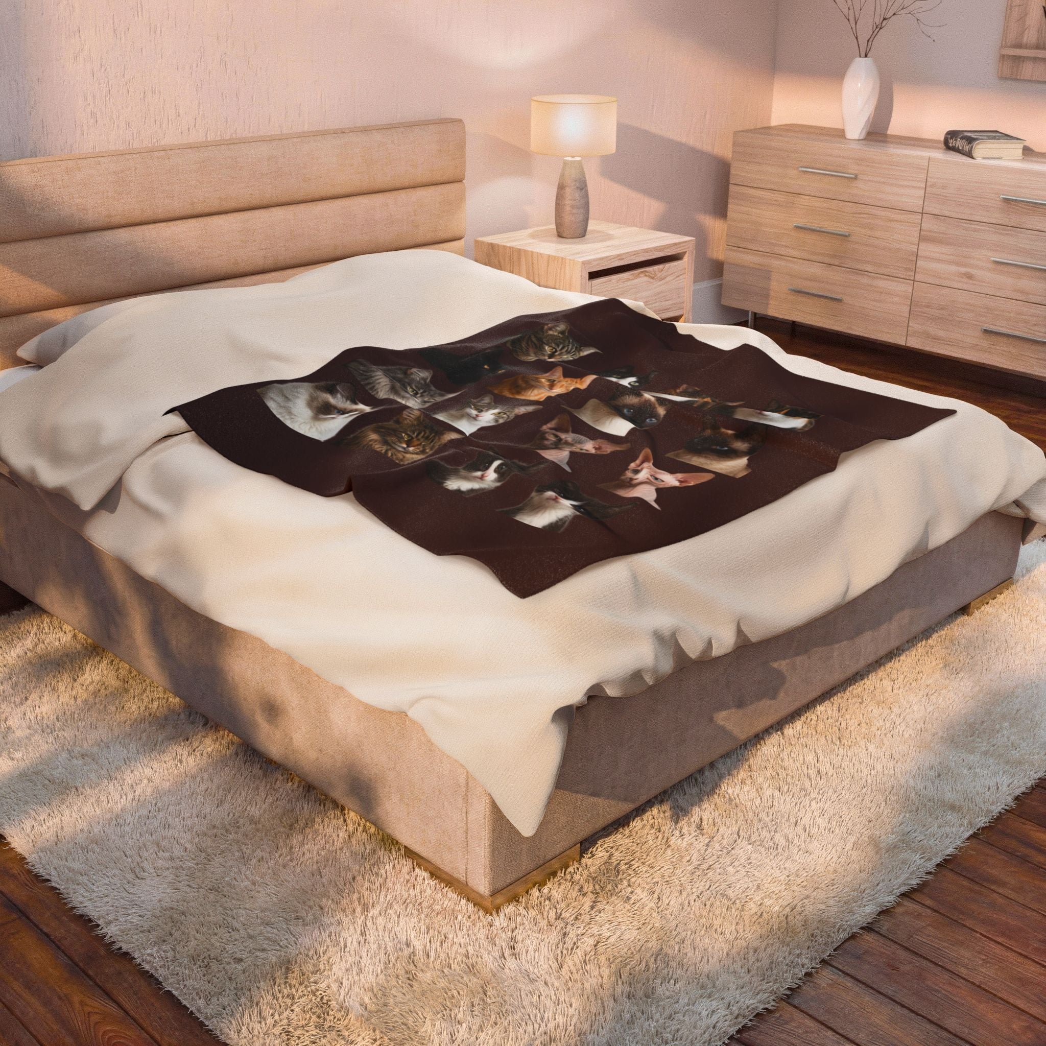 CAT LOVERS Velveteen Plush Blanket