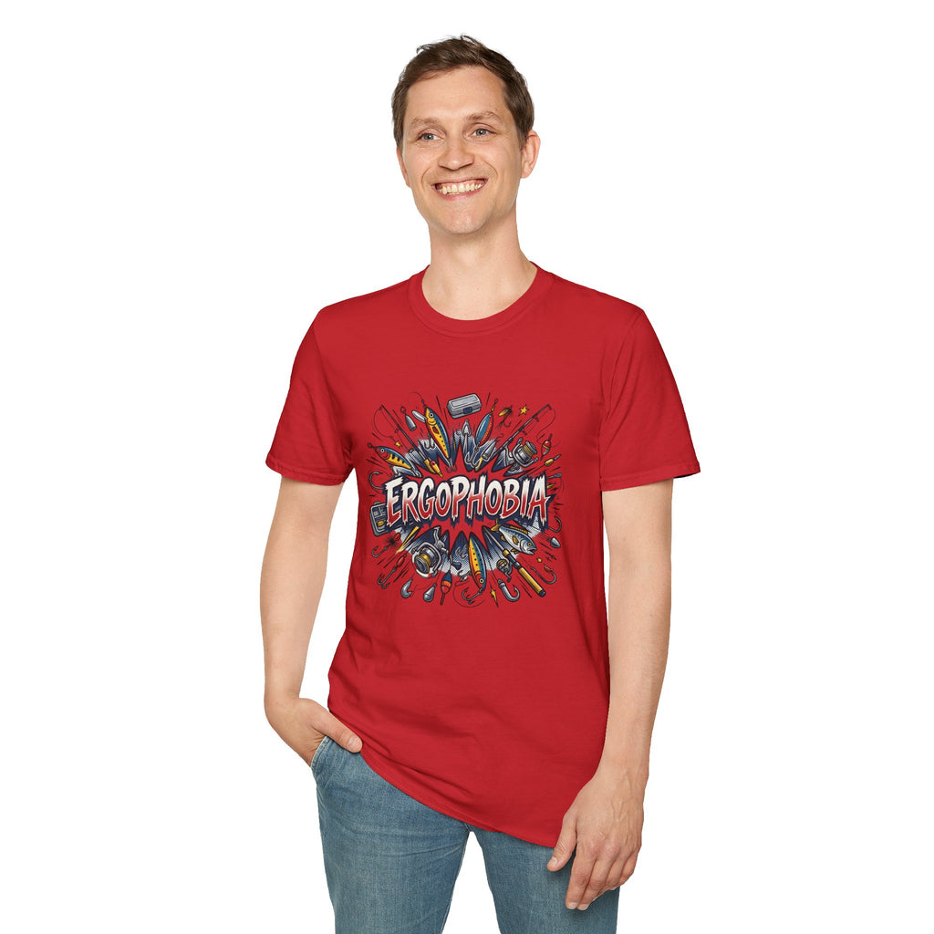 Ergophobia Comic Burst T-Shirt — Funny Anxiety Awareness Tee