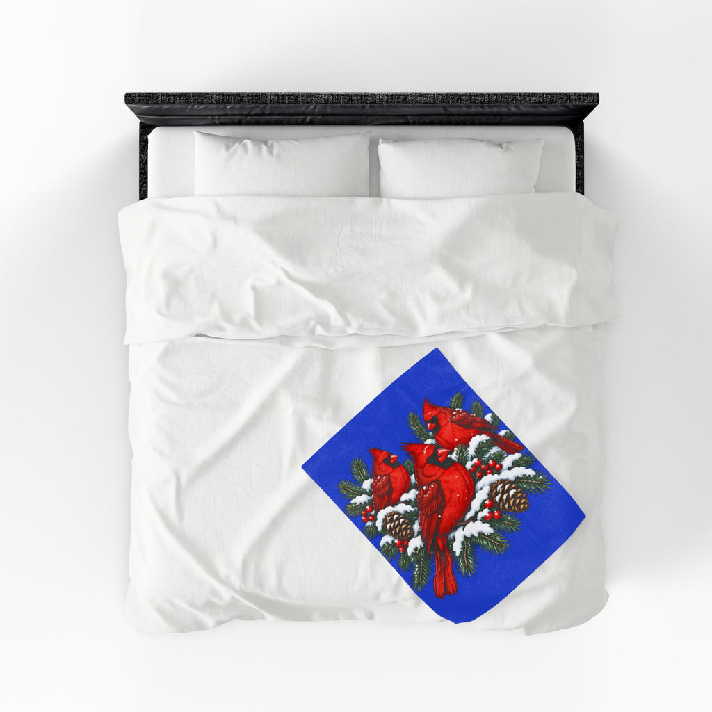Cardinal Christmas Velveteen Plush Blanket
