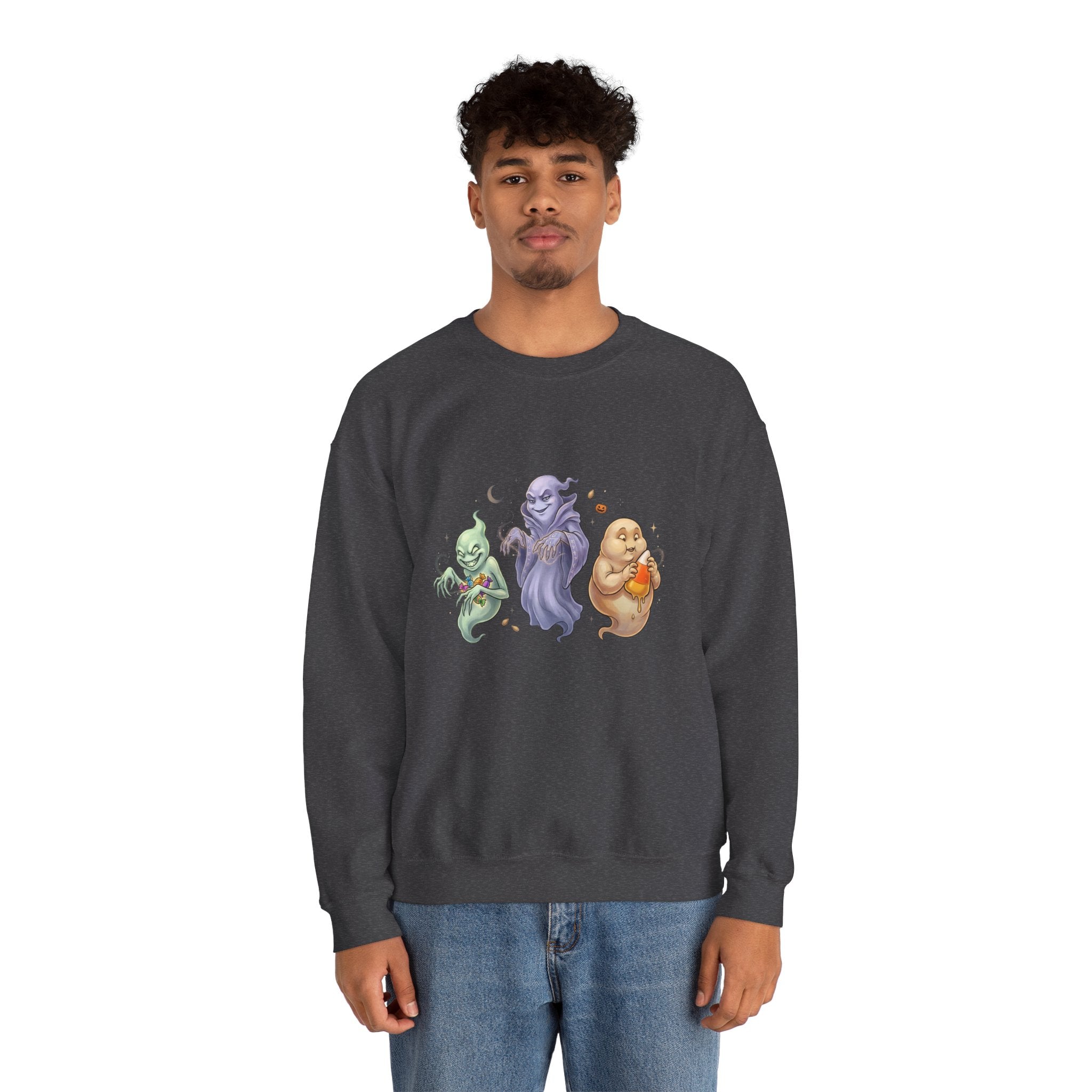 Three Quirky Ghosts Halloween Unisex Heavy Blend Crewneck Sweatshirt