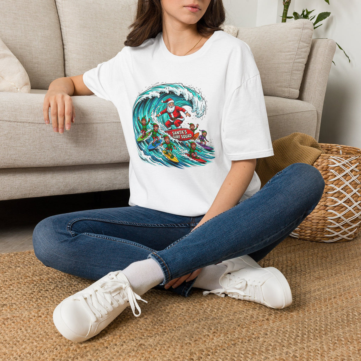 Santa’s Surf Christmas T-Shirt – Tropical Holiday Gift