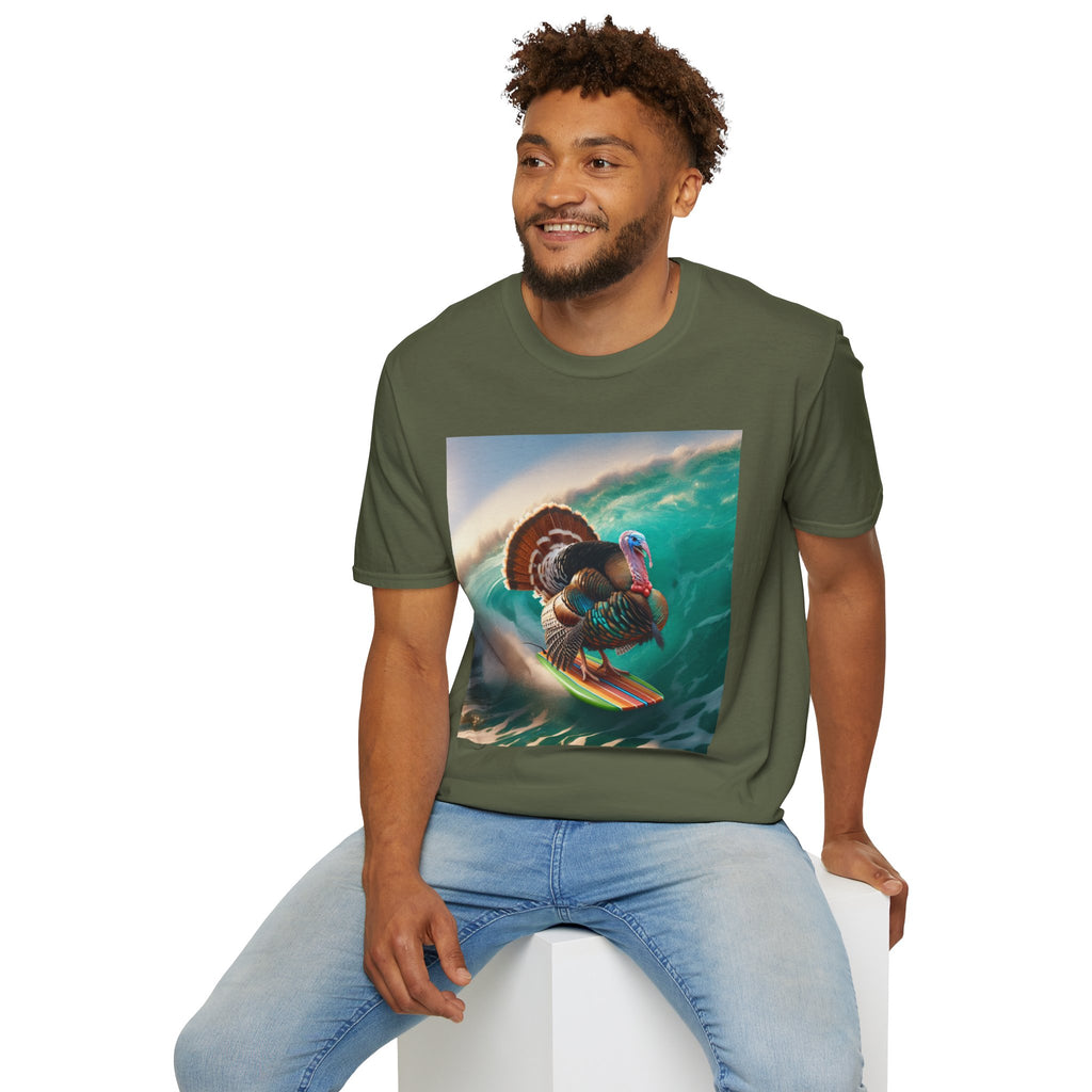 Majestic Surfing Turkey T-Shirt – Thanksgiving Wildlife Graphic Tee