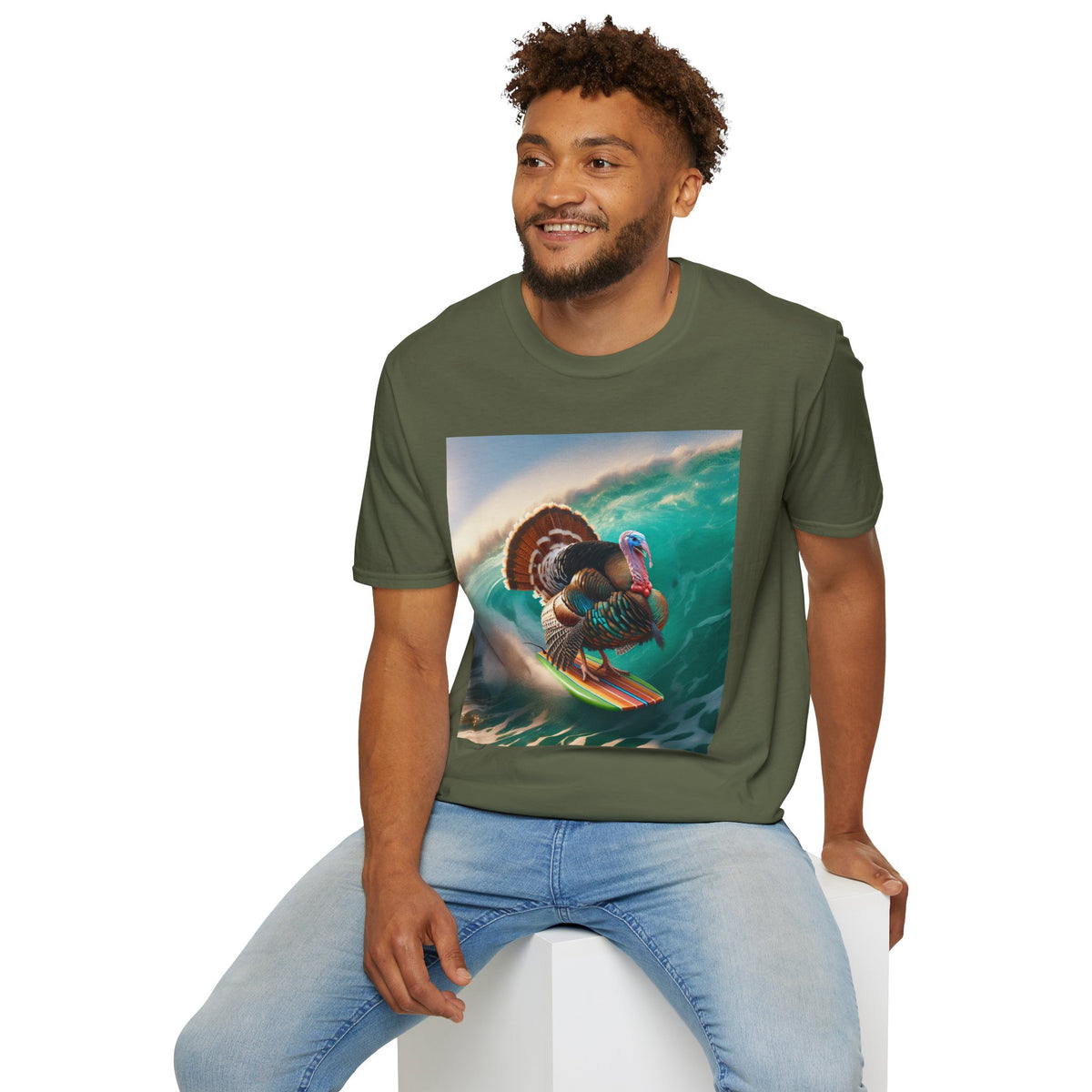 Majestic Surfing Turkey T-Shirt – Thanksgiving Wildlife Graphic Tee