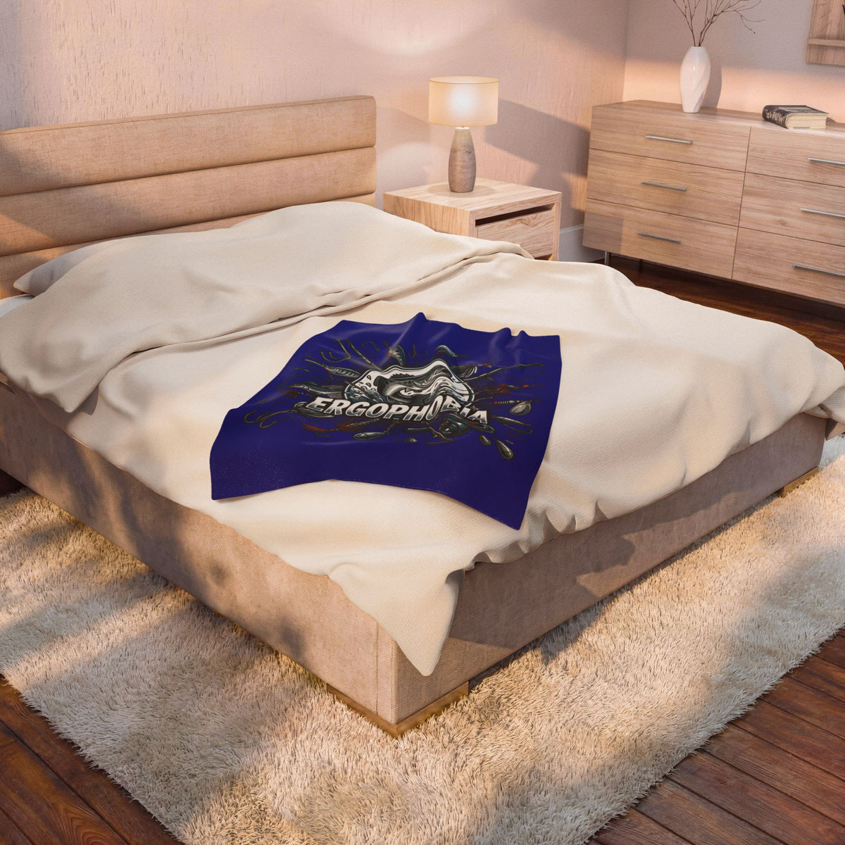 Fishing Graphic Velveteen Plush Blanket – “ERGOPHOBIA” Bass Design