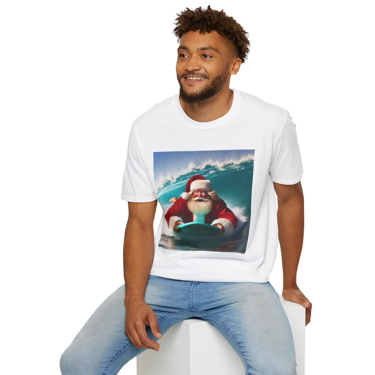 Surfing Santa T-Shirt — Funny Christmas Surf Holiday Tee