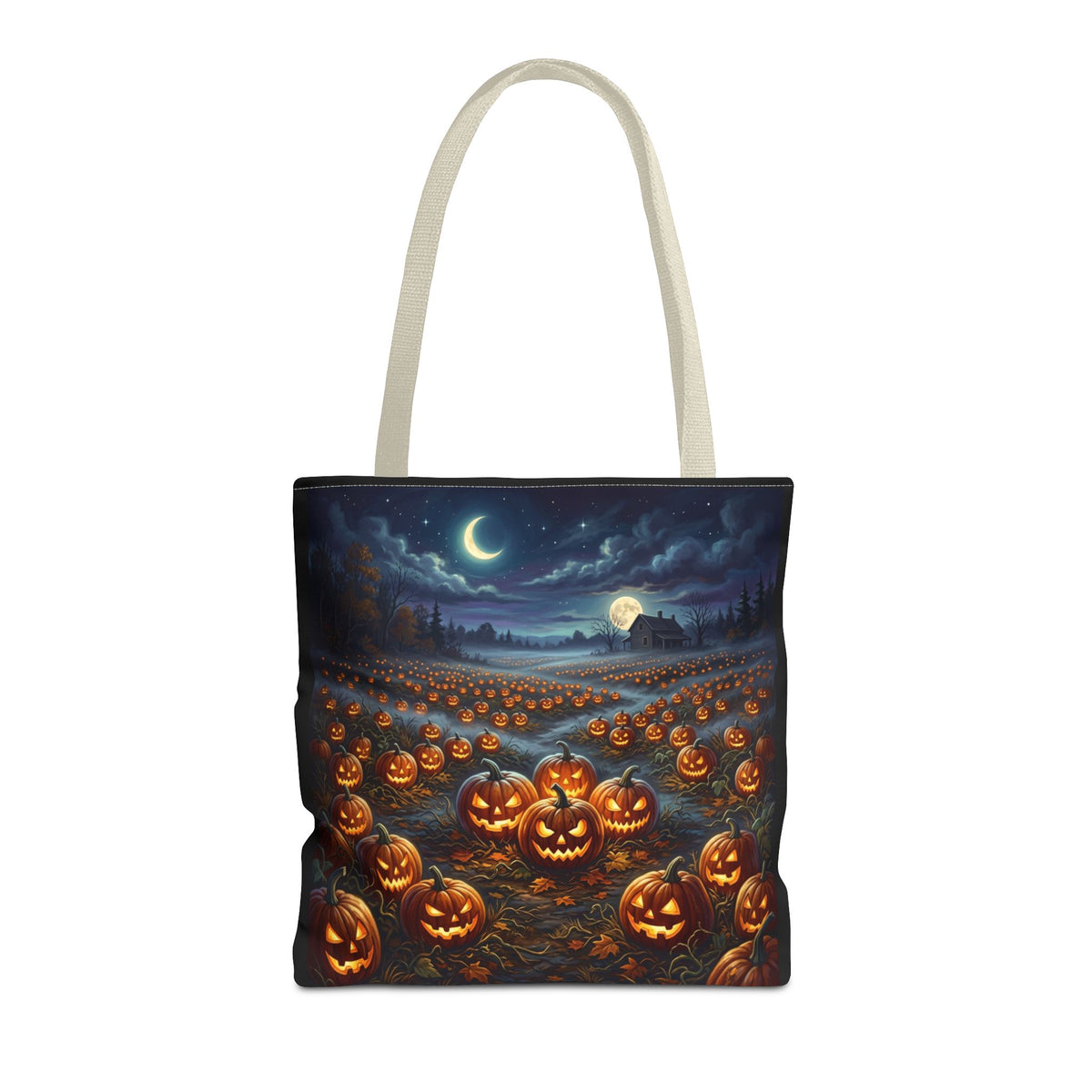 Halloween Pumpkin Patch Tote Bag — Spooky Night Jack-O'-Lantern Canvas Tote
