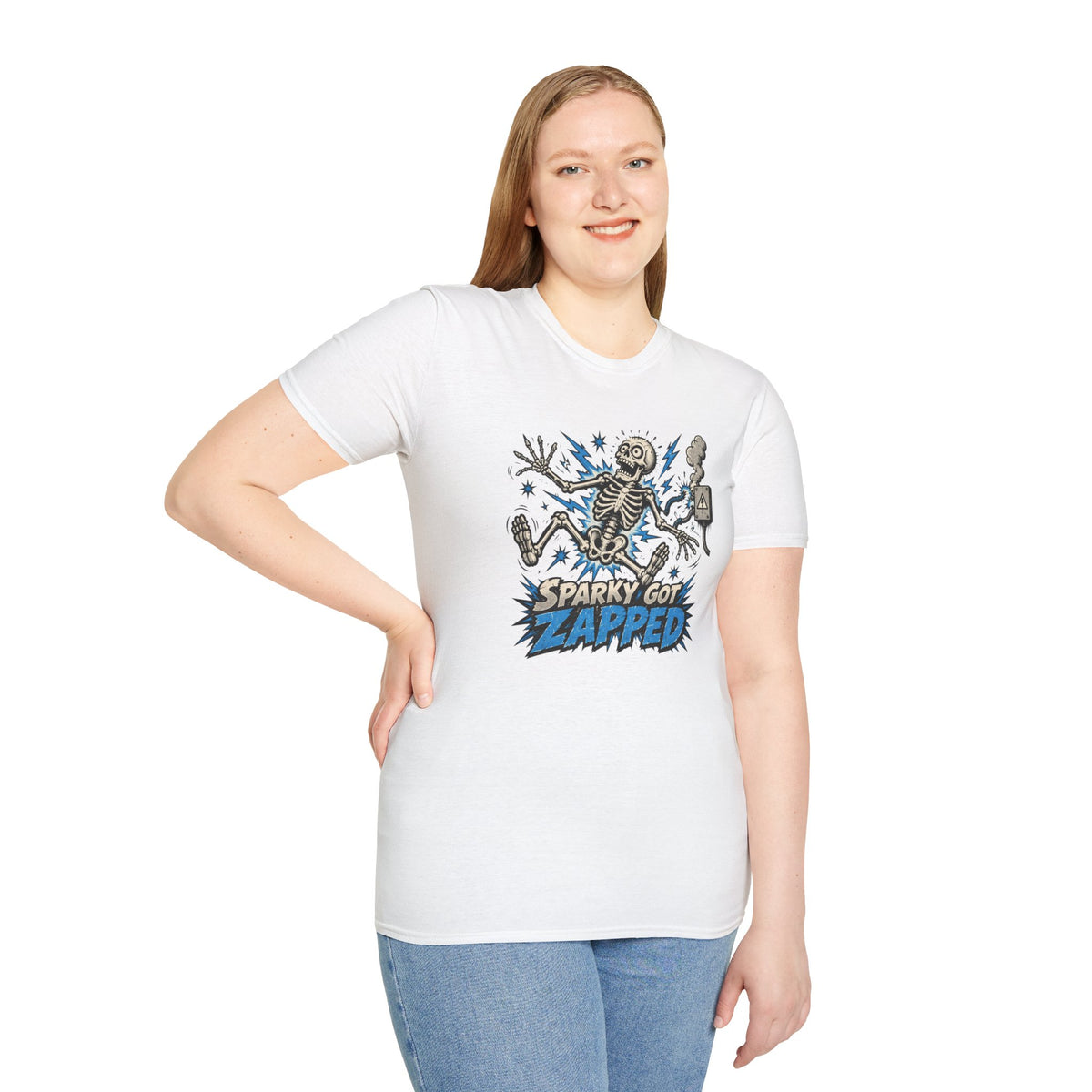 Sparky Got Zapped Skeleton Lightning T-Shirt