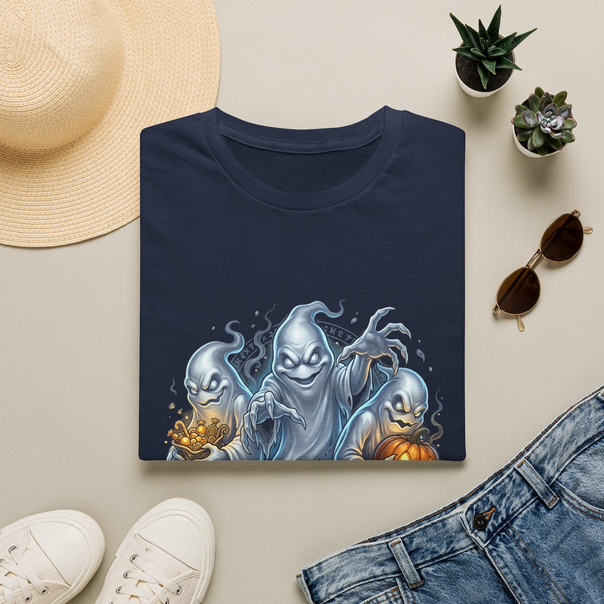Three Menacing Ghosts Halloween Unisex Softstyle T-Shirt
