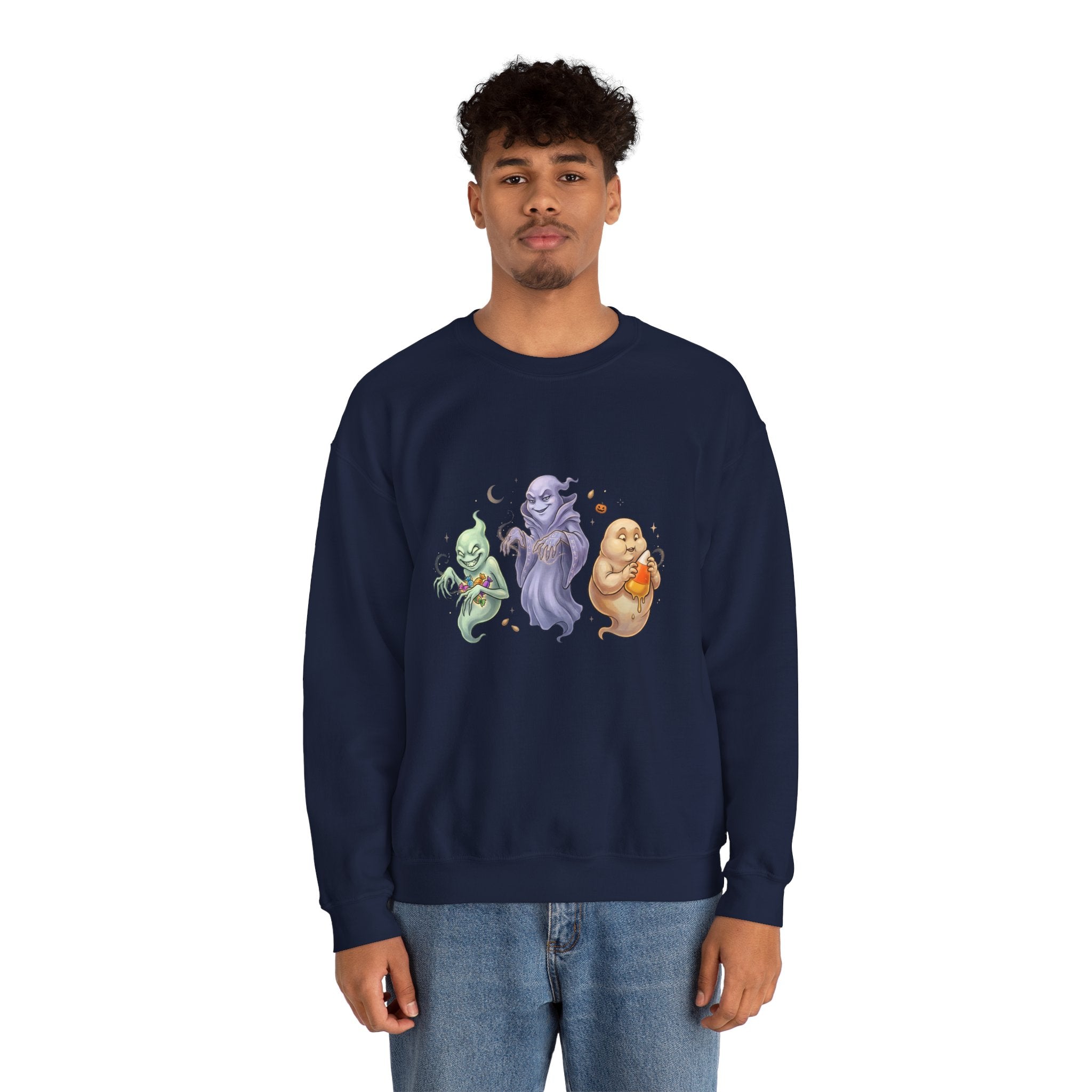 Three Quirky Ghosts Halloween Unisex Heavy Blend Crewneck Sweatshirt