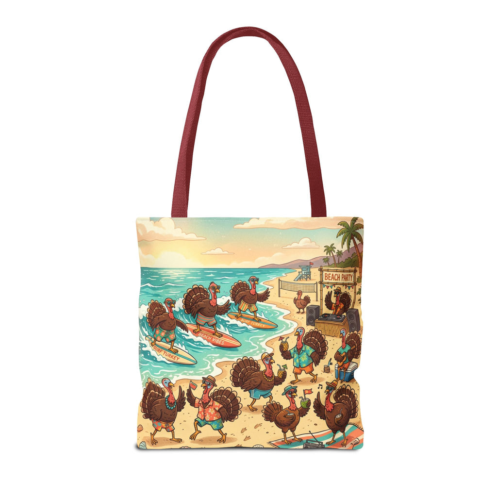 Surfing Turkeys Beach Tote Bag – Funny Thanksgiving Summer Beach Tote