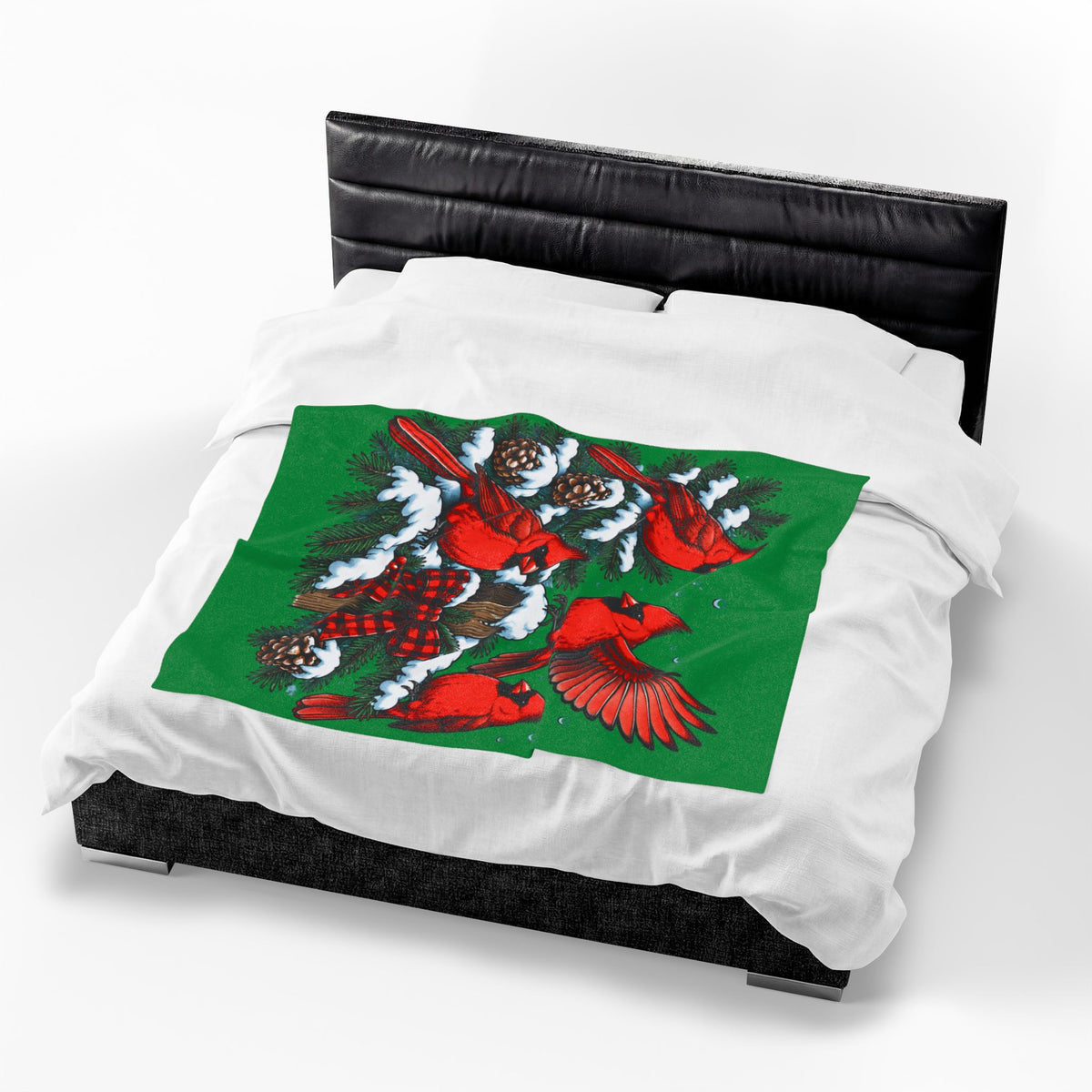 Christmas Cardinal Velveteen Plush Blanket