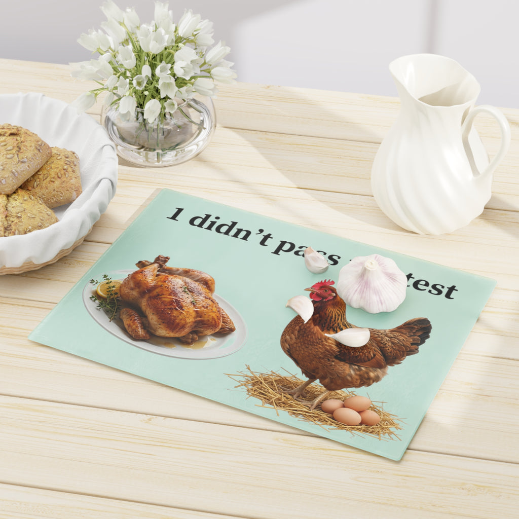 Funny 'I Didn't Pass the Test' Chicken Cutting Board – Humorous Kitchen Gift