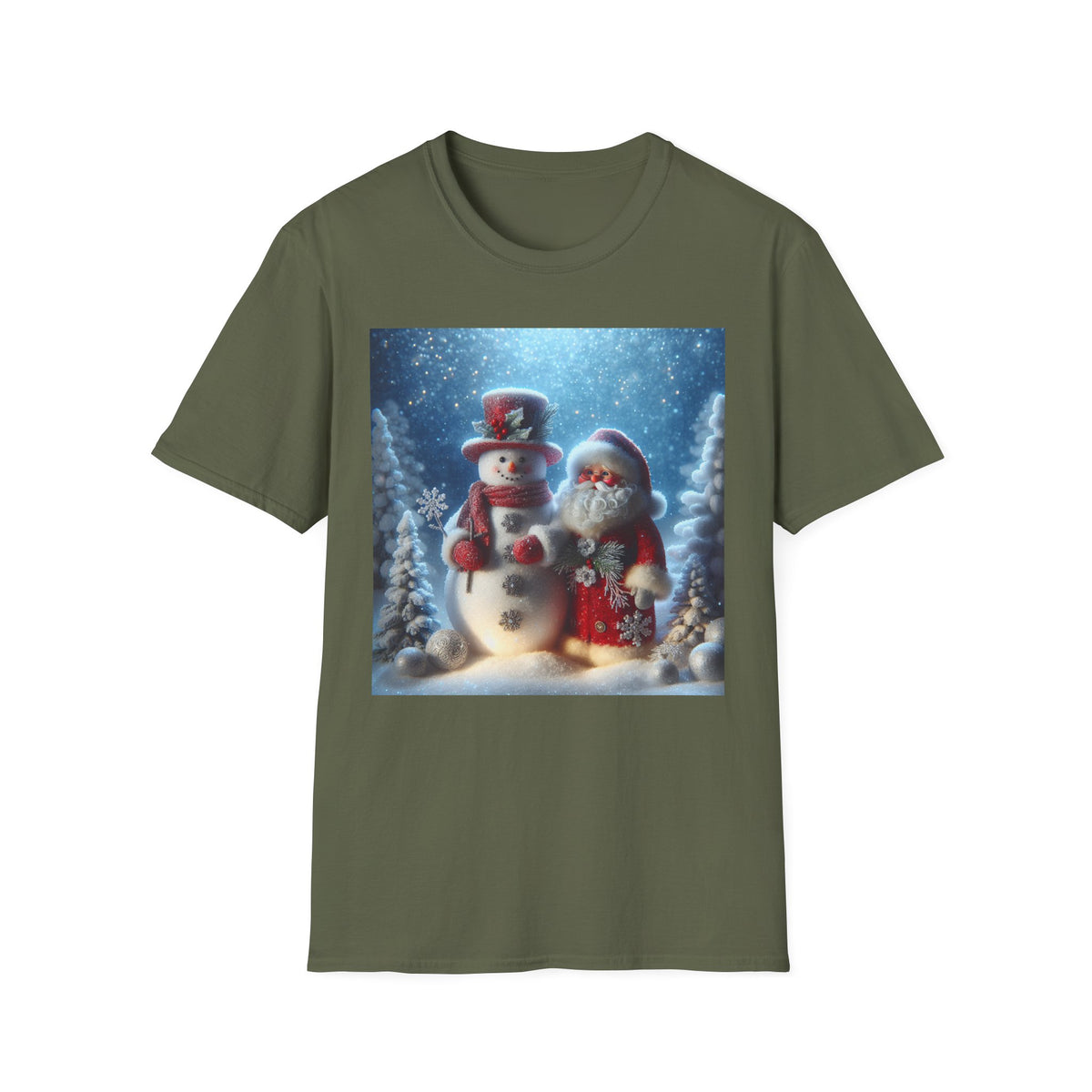 Christmas Santa & Snowman T-Shirt — Holiday Winter Scene Tee
