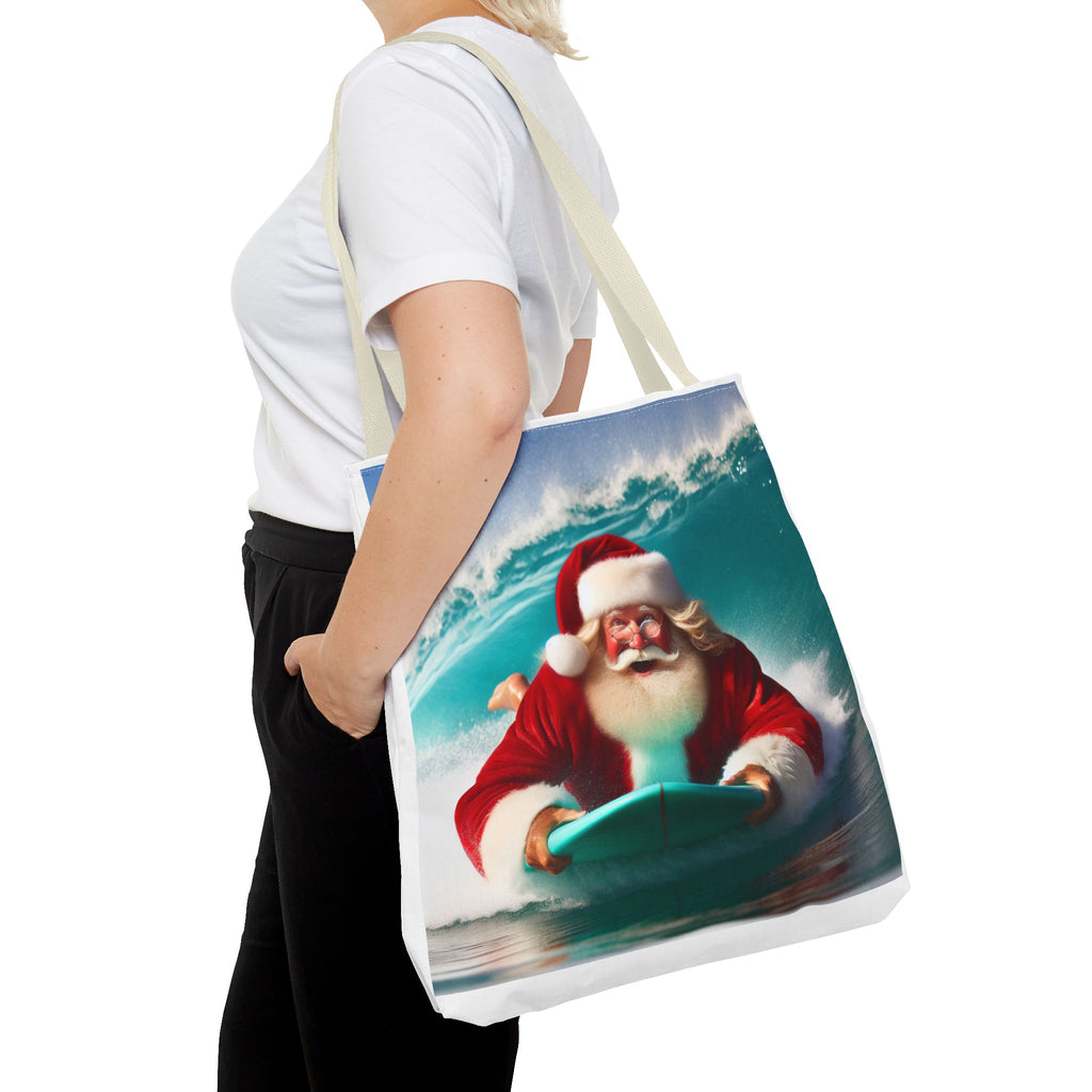 Christmas Surfing Santa Tote Bag – Festive Beach Holiday Shopper
