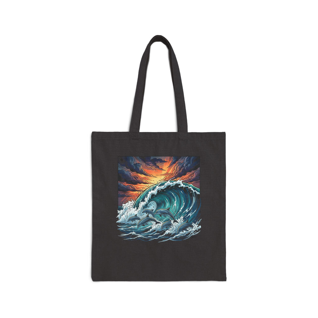 Ocean Wave Tote Bag — Vintage Sunset Surf Canvas Tote