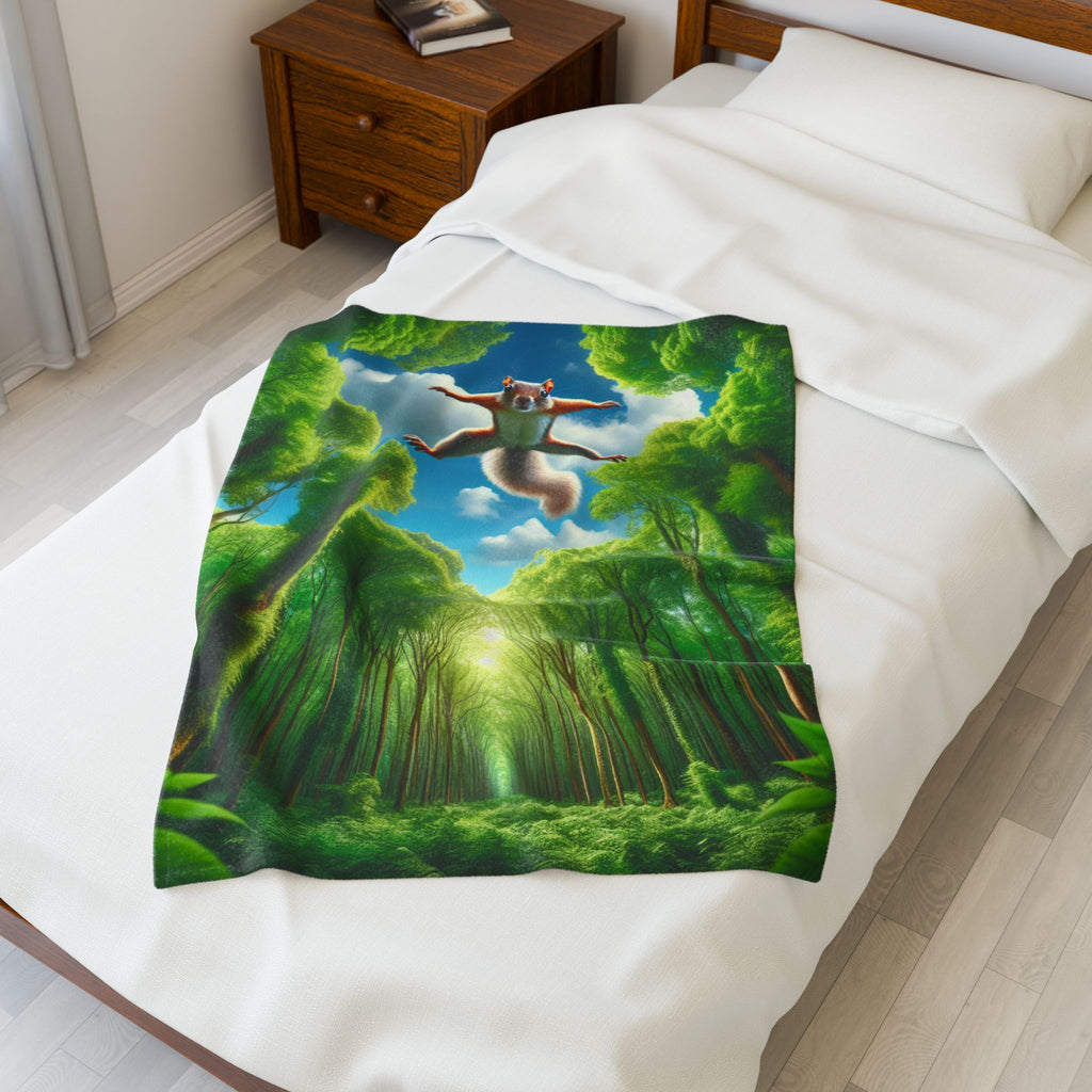 Velveteen Plush Blanket - Flying Squirrel