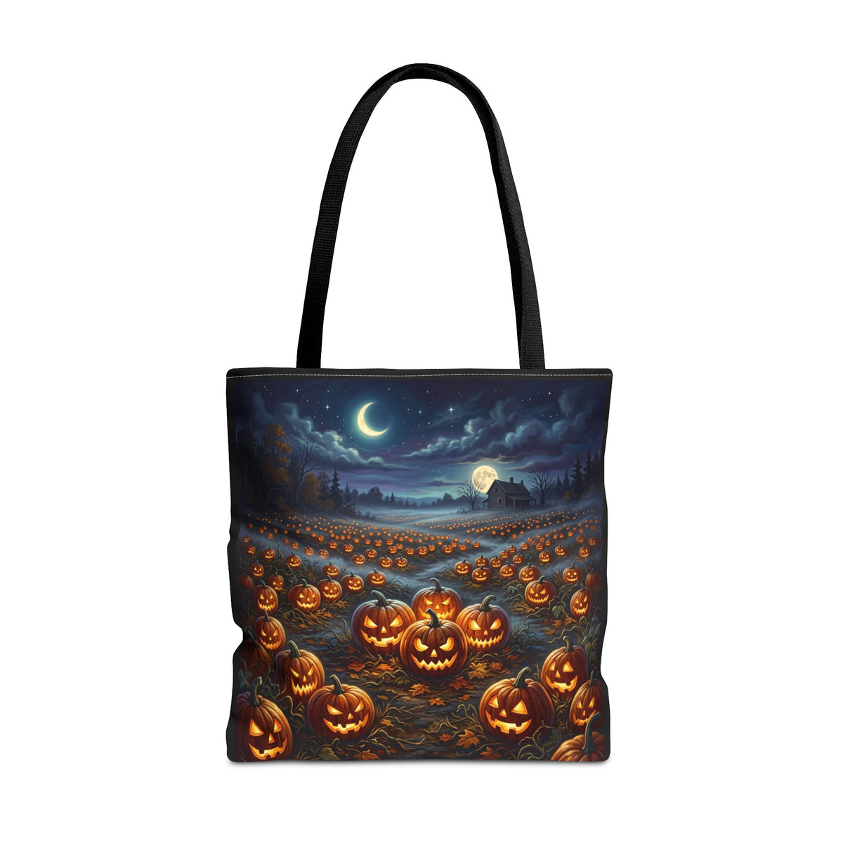 Halloween Pumpkin Patch Tote Bag — Spooky Night Jack-O'-Lantern Canvas Tote