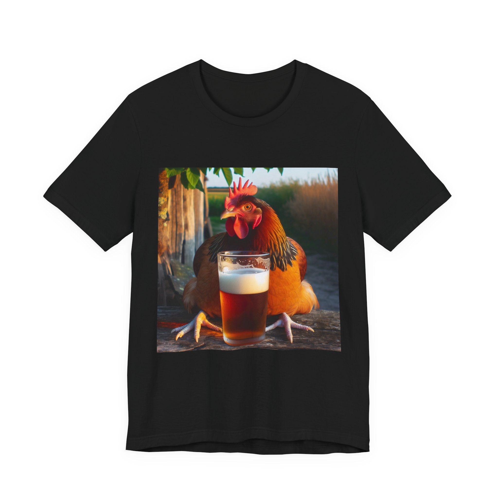 Funny Rooster with Beer Graphic Unisex T-Shirt