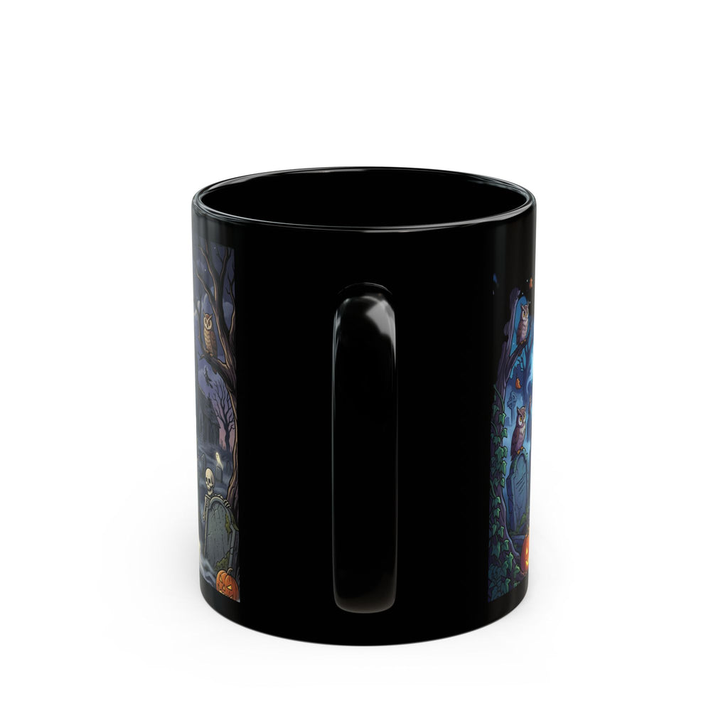 Halloween Haunted Night Mug — Spooky Pumpkin, Skeleton & Witch Coffee Cup (11oz/15oz)