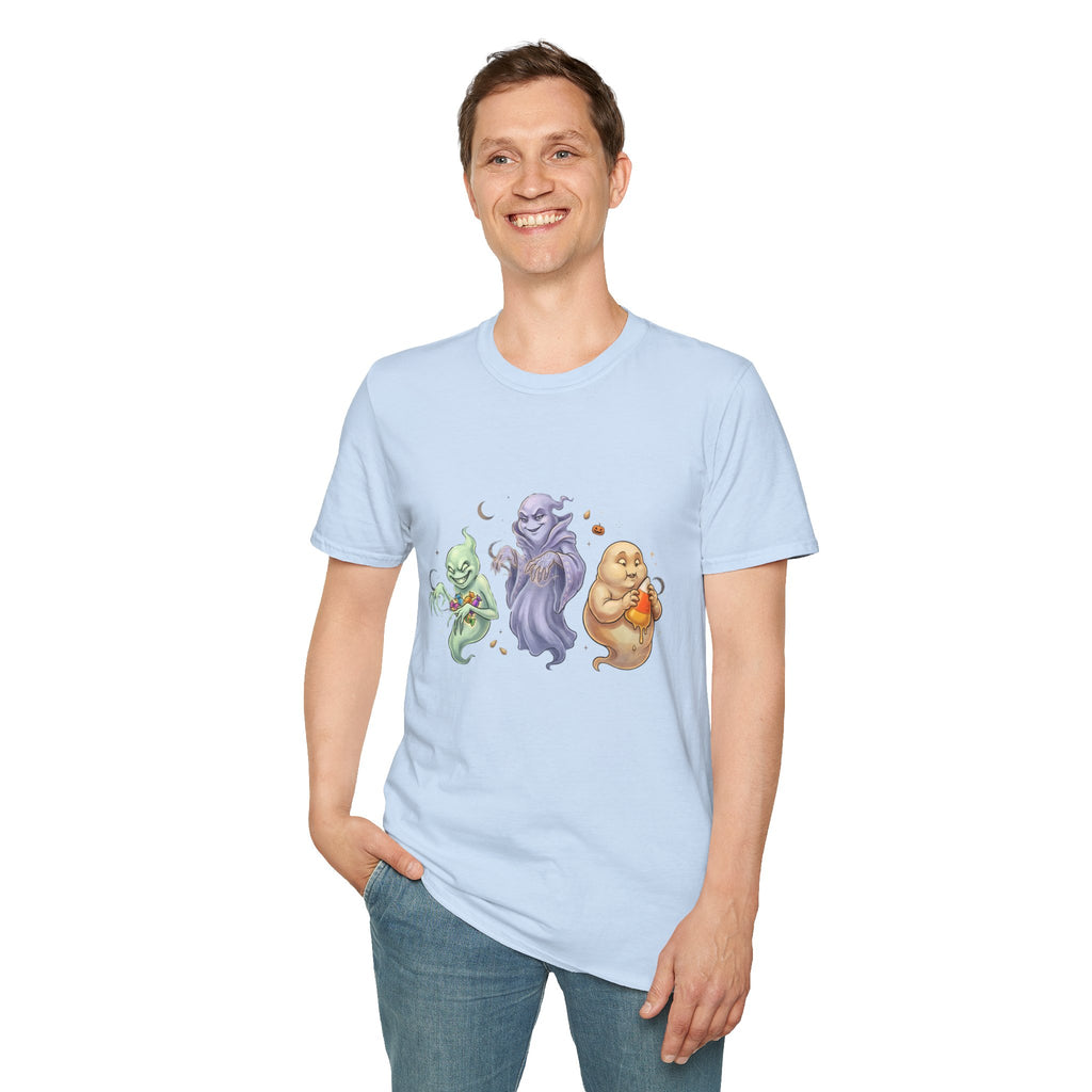 Three Quirky Ghosts Halloween Unisex Softstyle T-Shirt