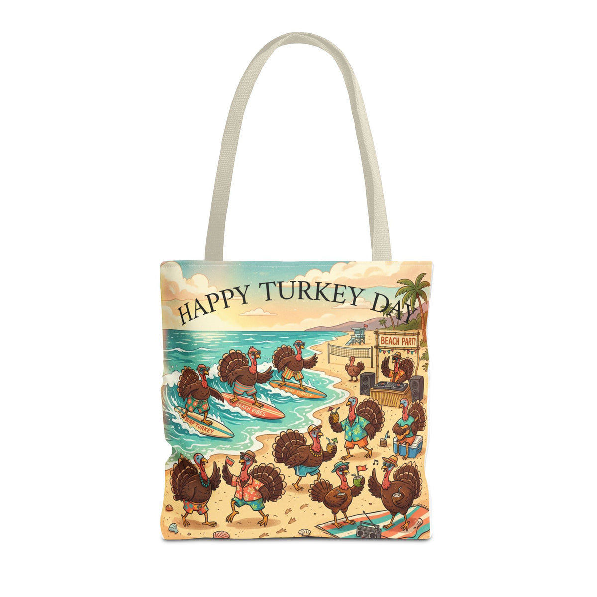 Turkeys Beach Tote Bag – Funny Thanksgiving Summer Beach Tote
