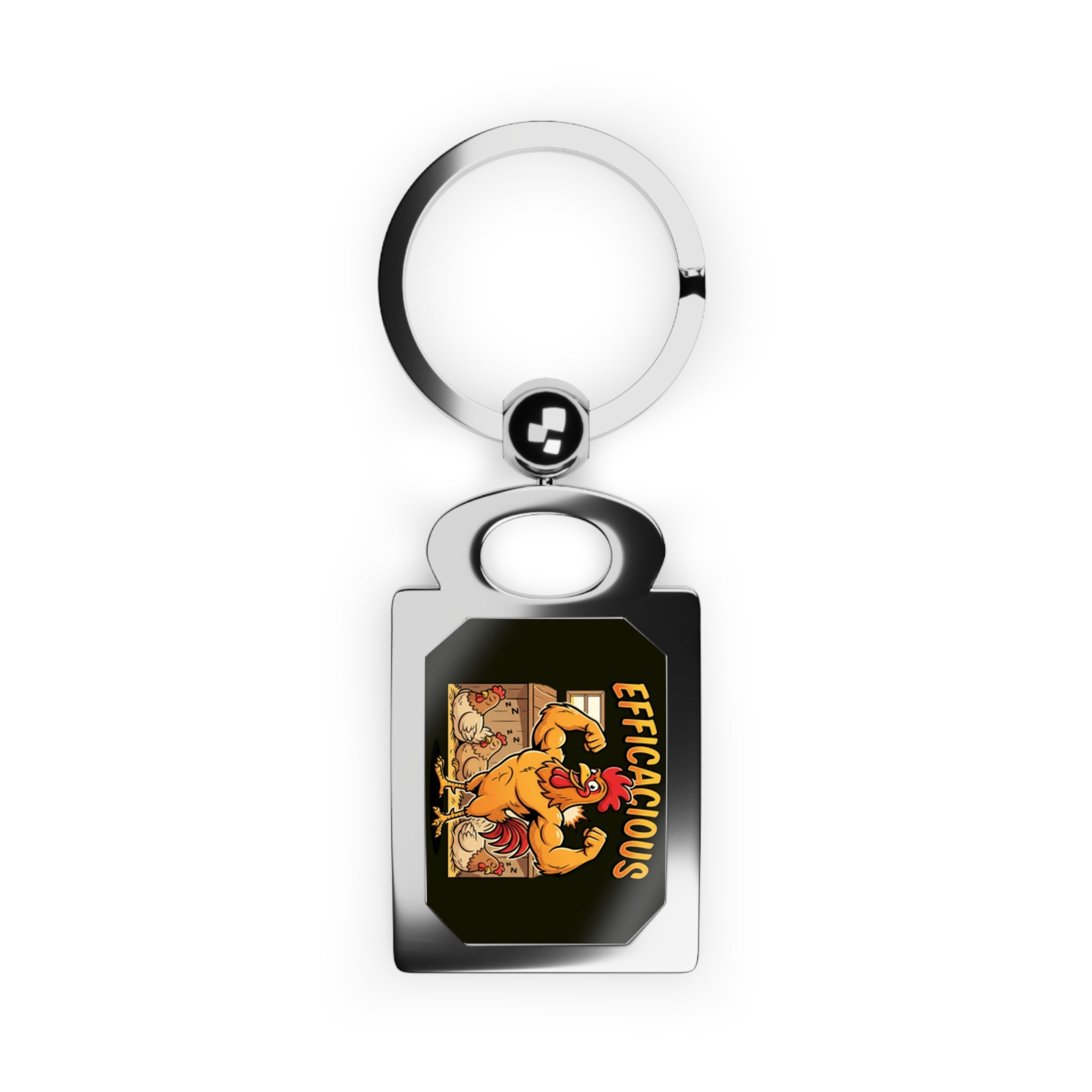 Rectangle Photo Keyring — Customizable Metal Keychain with Photo Insert (Efficacious Cartoon Design)