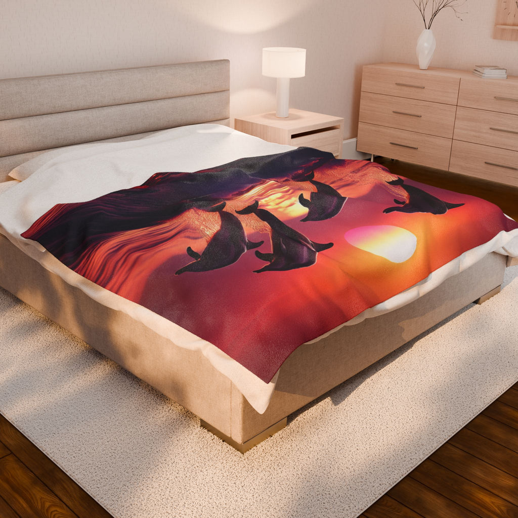 Velveteen Plush Blanket - Dolphins 3