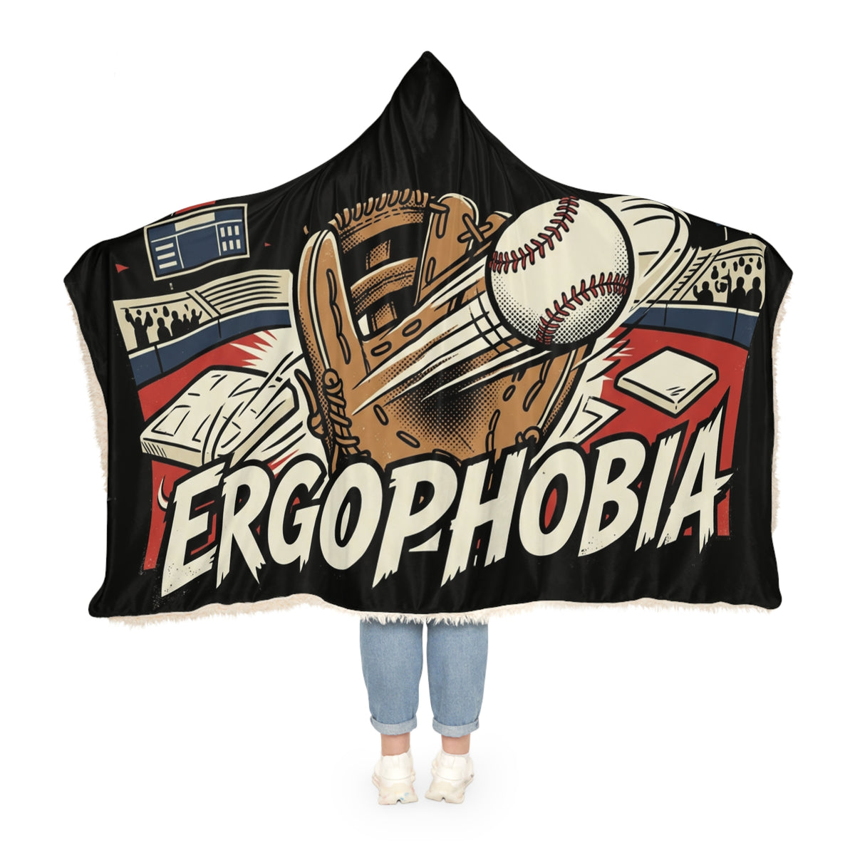 Hooded Blanket — Ergophobia Baseball Snuggle Throw