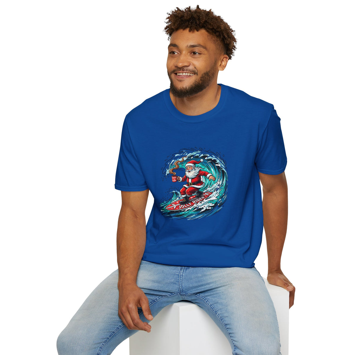Santa Surfing T-Shirt — Surfing Santa Christmas Tee