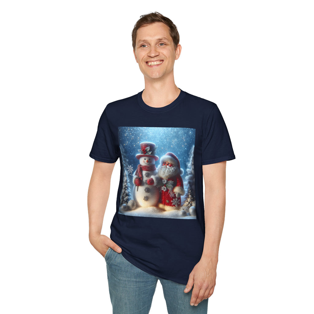 Christmas Santa & Snowman T-Shirt — Holiday Winter Scene Tee