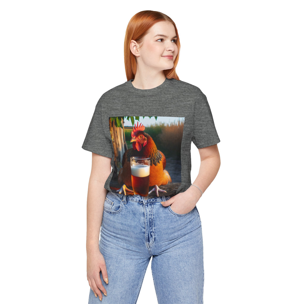 Funny Rooster with Beer Graphic Unisex T-Shirt