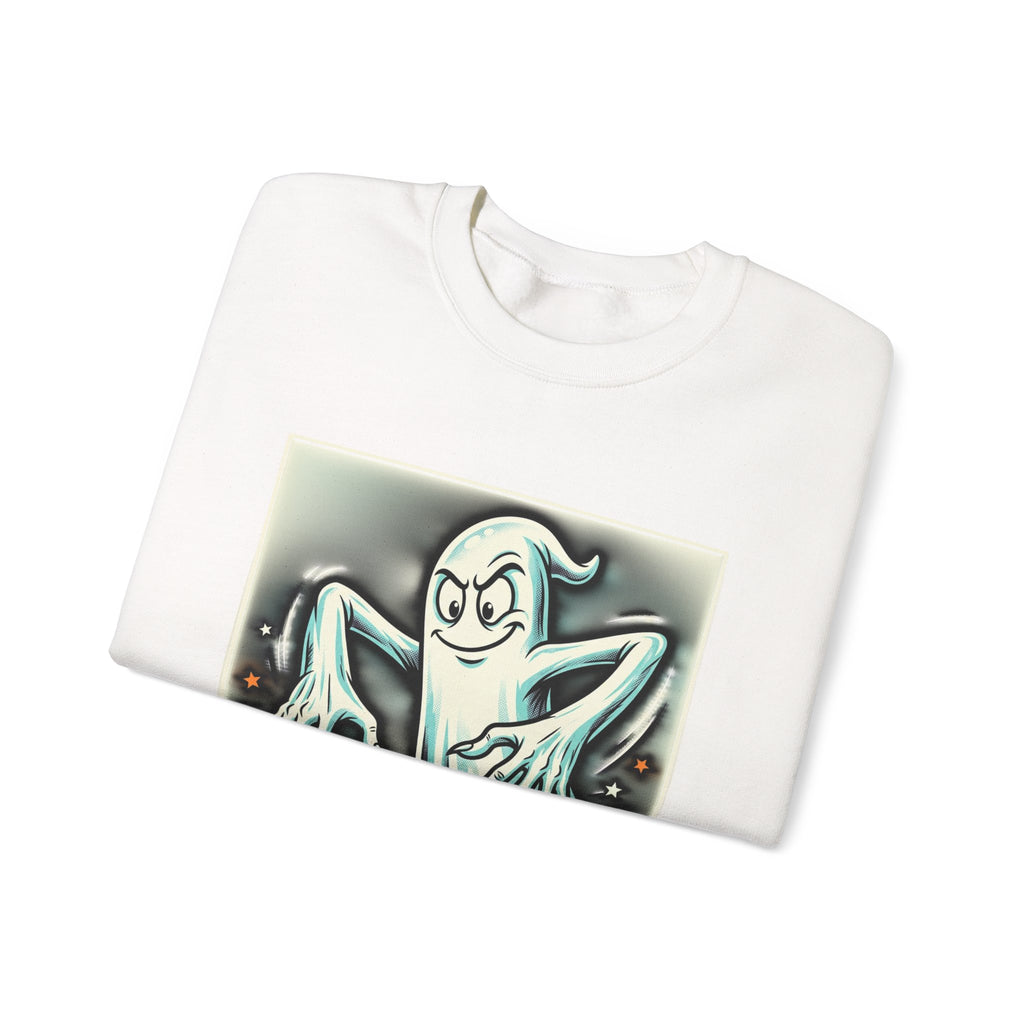 Candy Ghost Halloween Crewneck Sweatshirt — Retro Spooky Ghost with Candy Corn