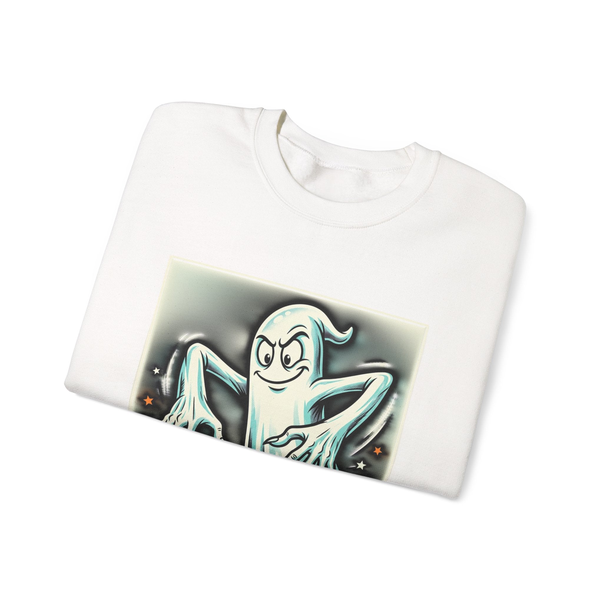 Candy Ghost Halloween Crewneck Sweatshirt — Retro Spooky Ghost with Candy Corn