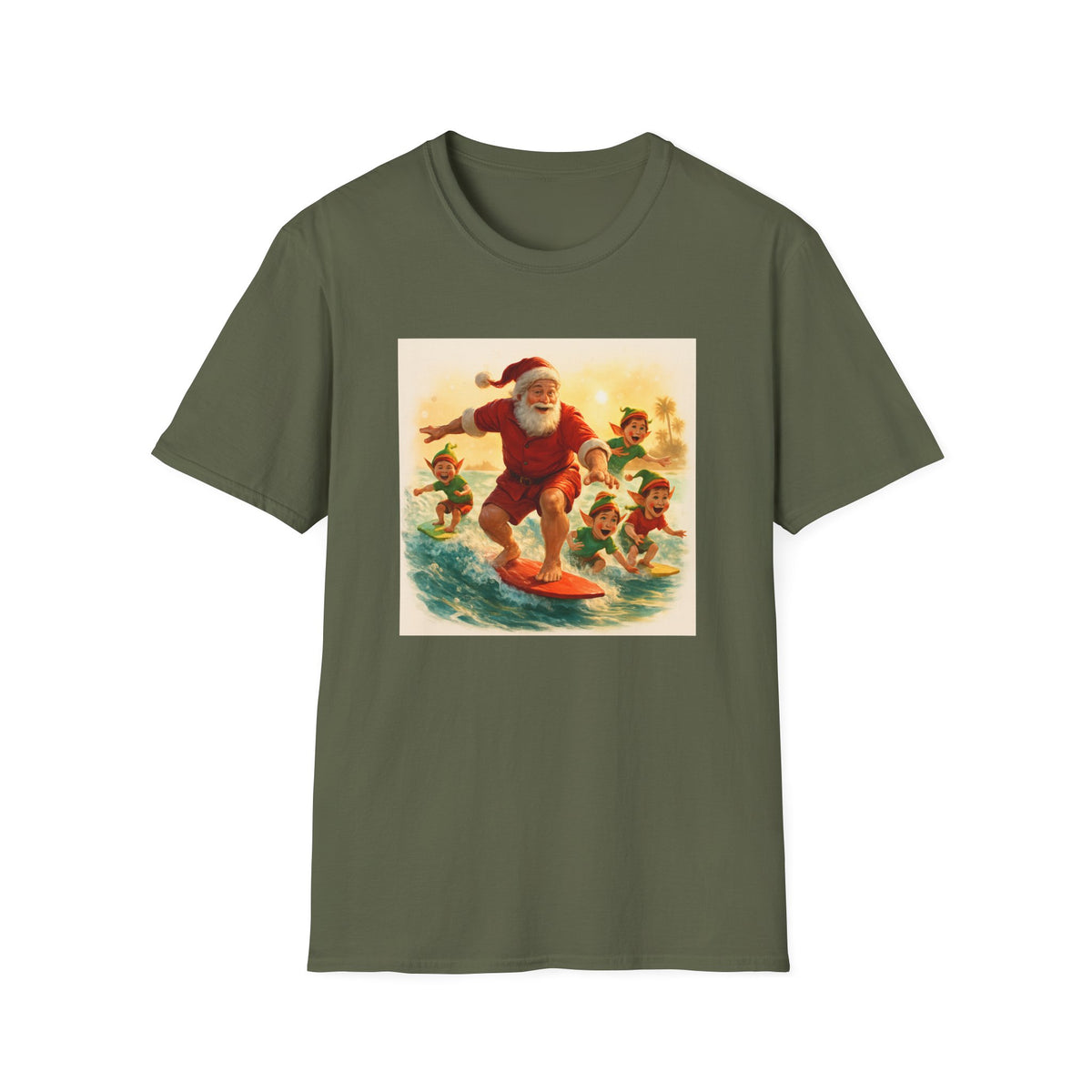 Surfing Santa Vintage Christmas T-Shirt