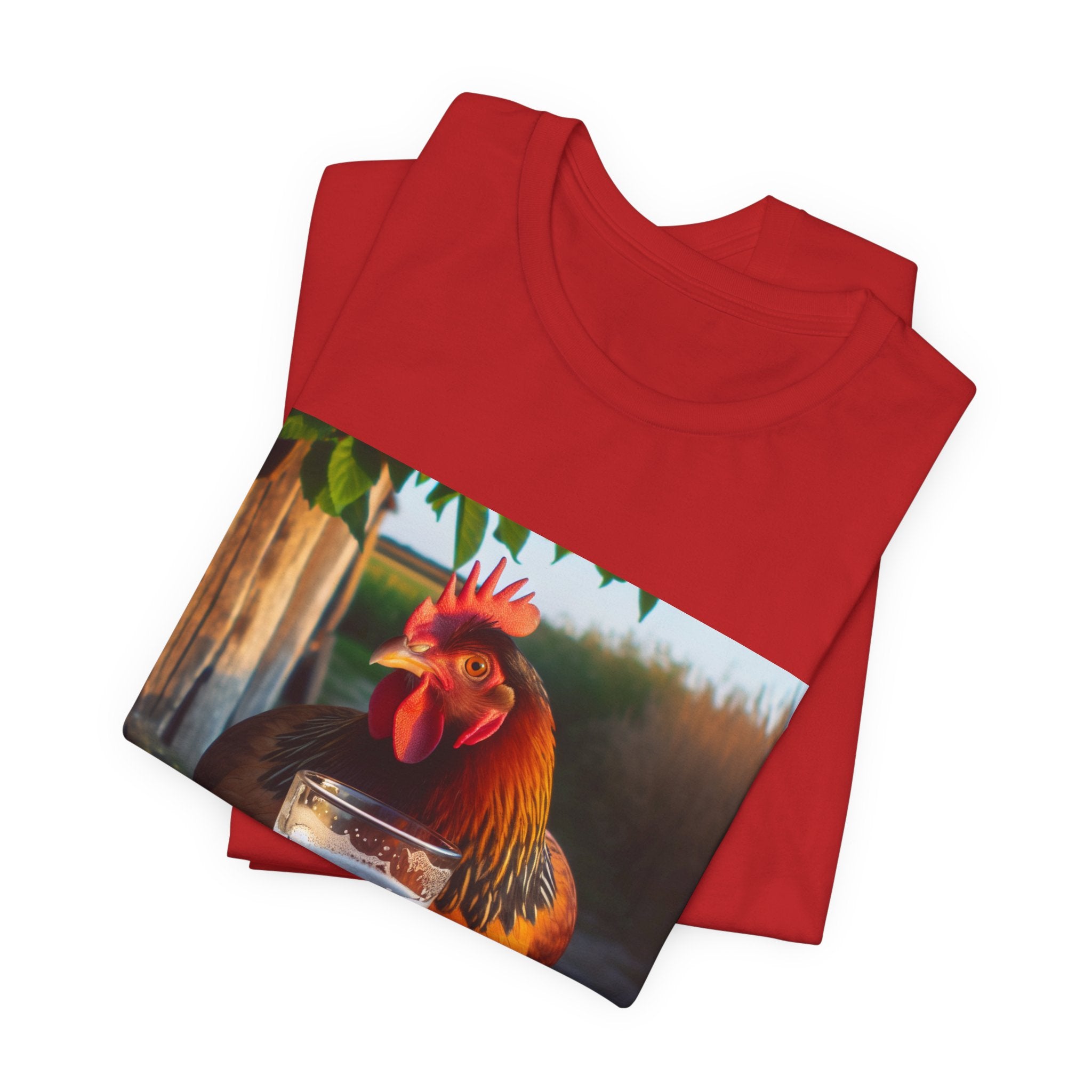 Funny Rooster with Beer Graphic Unisex T-Shirt