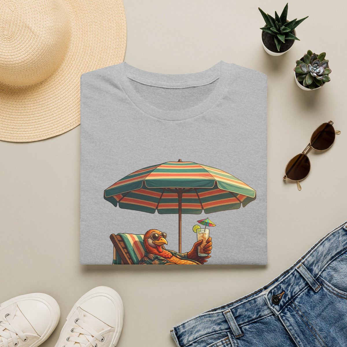 Beach Dog T‑Shirt — Relaxing Dachshund Under Umbrella Graphic Tee