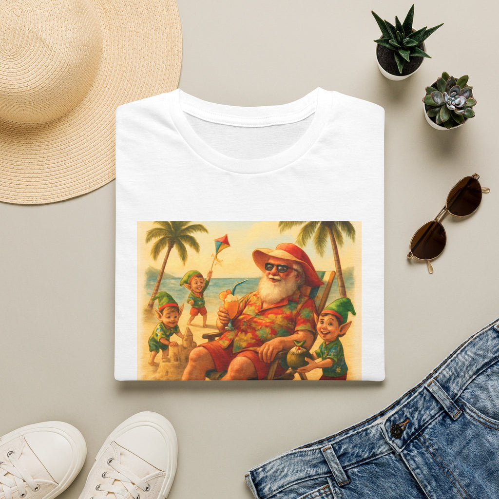 Santa Claus Enjoying Day T-Shirt – Retro Beach Holiday Tee