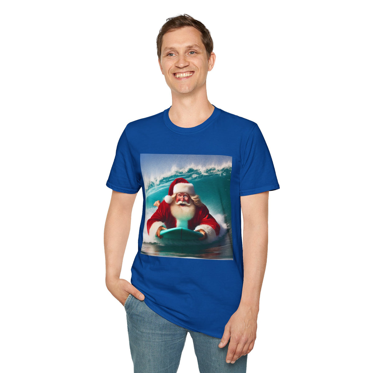 Surfing Santa T-Shirt — Funny Christmas Surf Holiday Tee