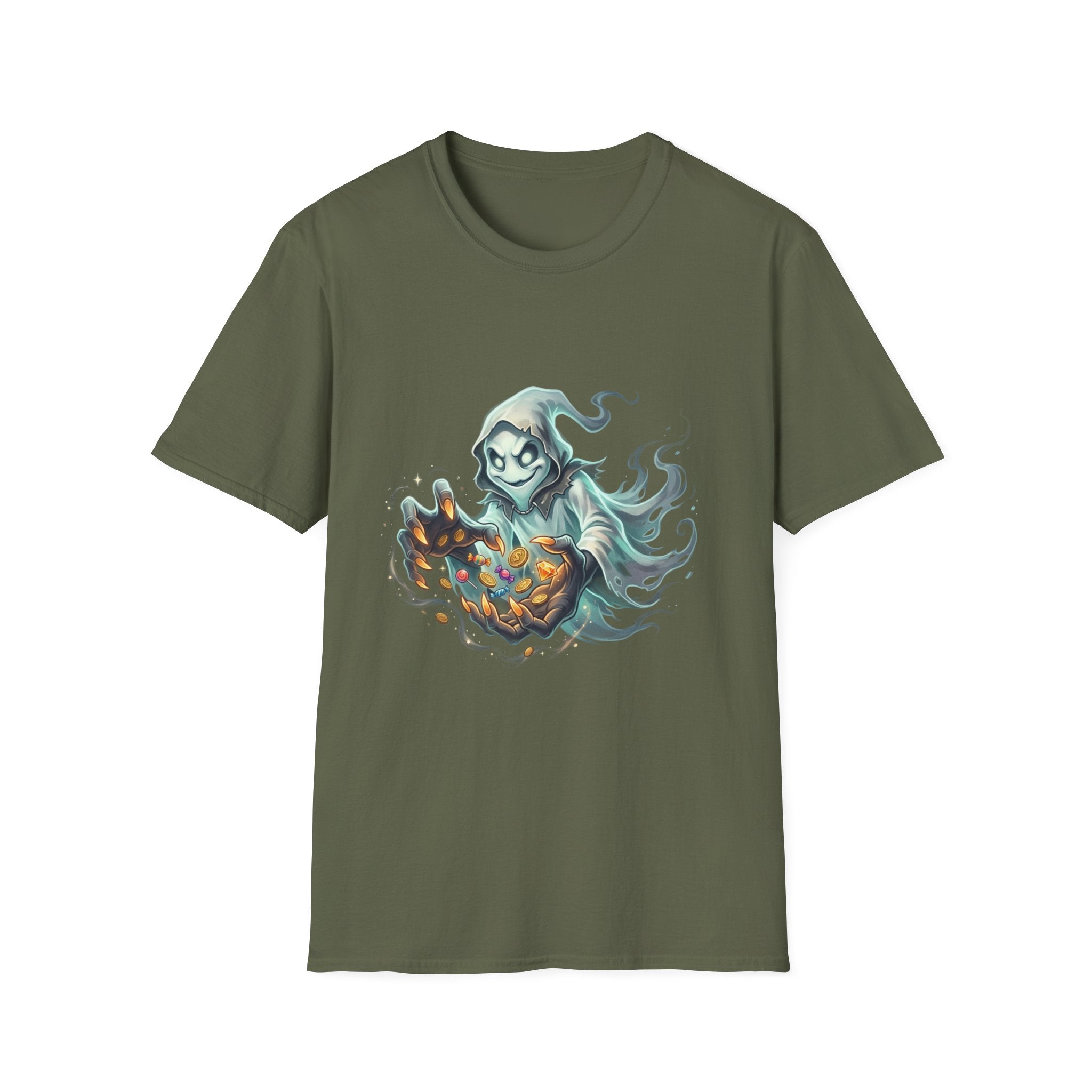 Hooded Ghost Halloween Unisex Softstyle T-Shirt