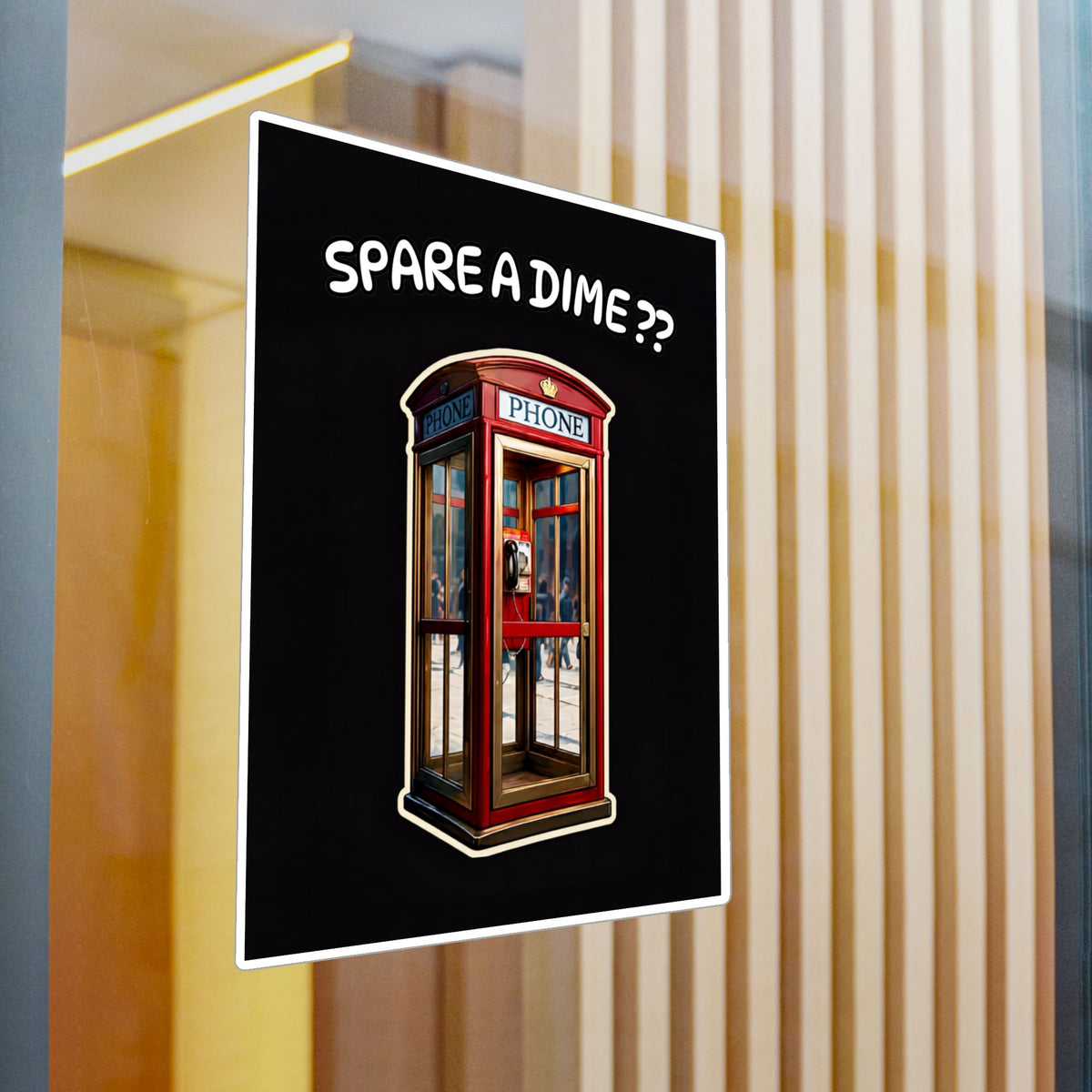 Spare a Dime? Vintage Phone Booth Kiss-Cut Vinyl Sticker