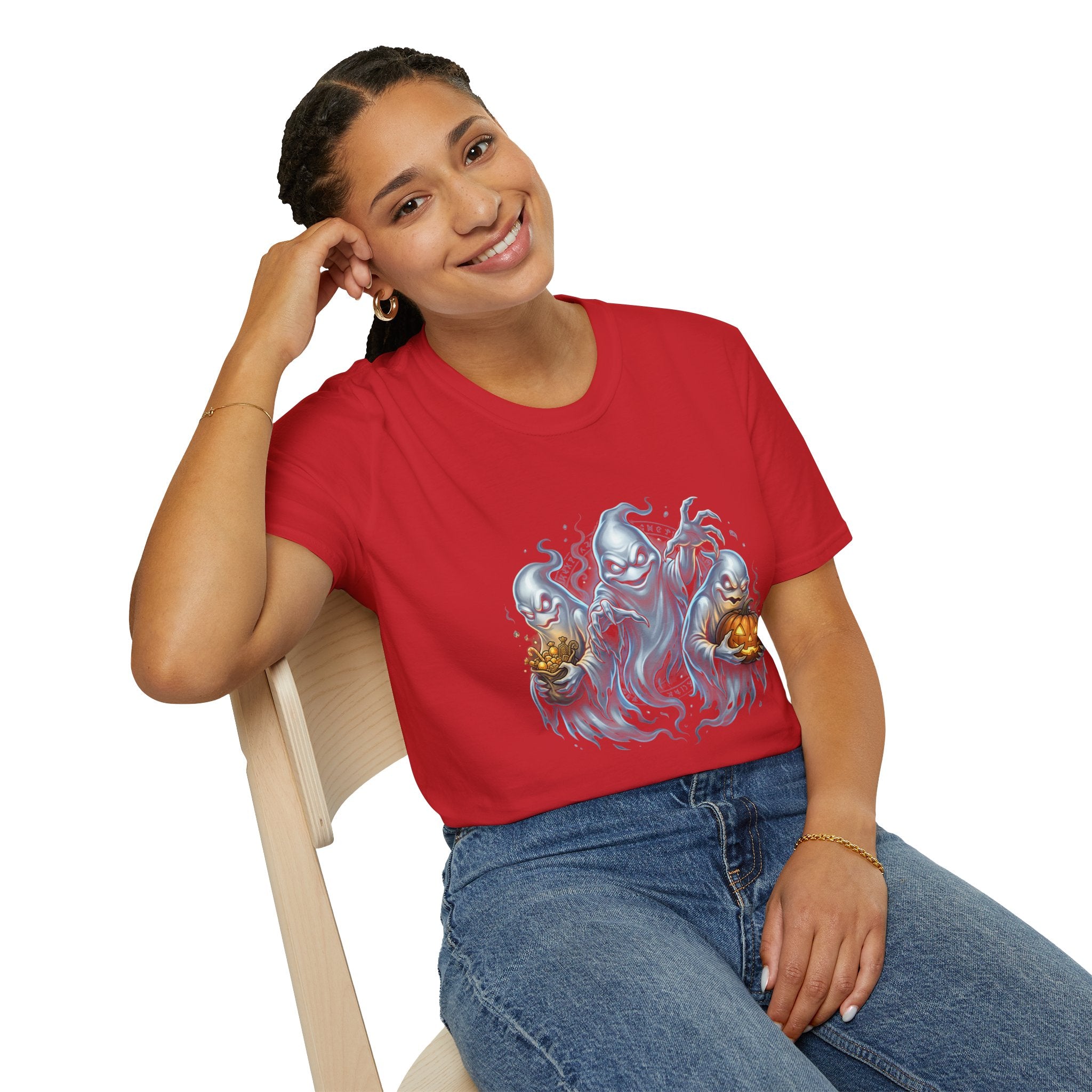 Three Menacing Ghosts Halloween Unisex Softstyle T-Shirt