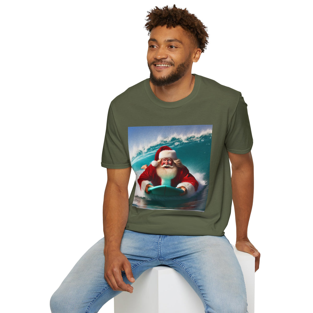 Surfing Santa T-Shirt — Funny Christmas Surf Holiday Tee