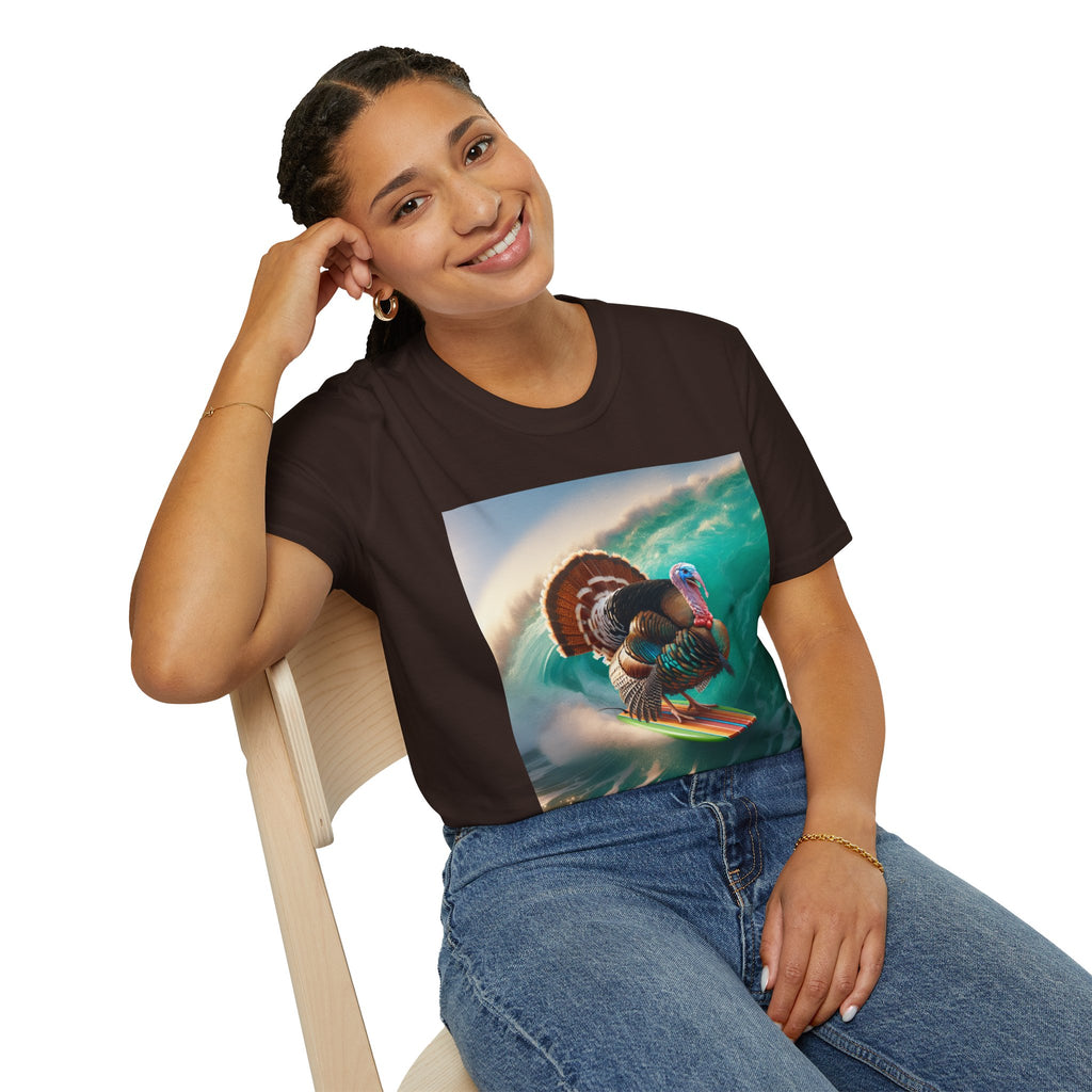 Majestic Surfing Turkey T-Shirt – Thanksgiving Wildlife Graphic Tee