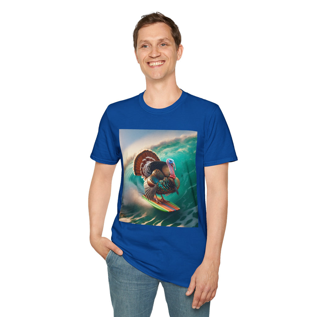 Majestic Surfing Turkey T-Shirt – Thanksgiving Wildlife Graphic Tee