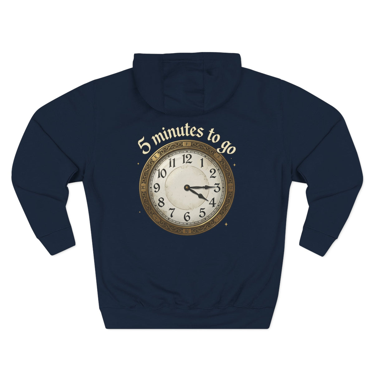 5 Minutes to Go Vintage Clock Graphic Hoodie